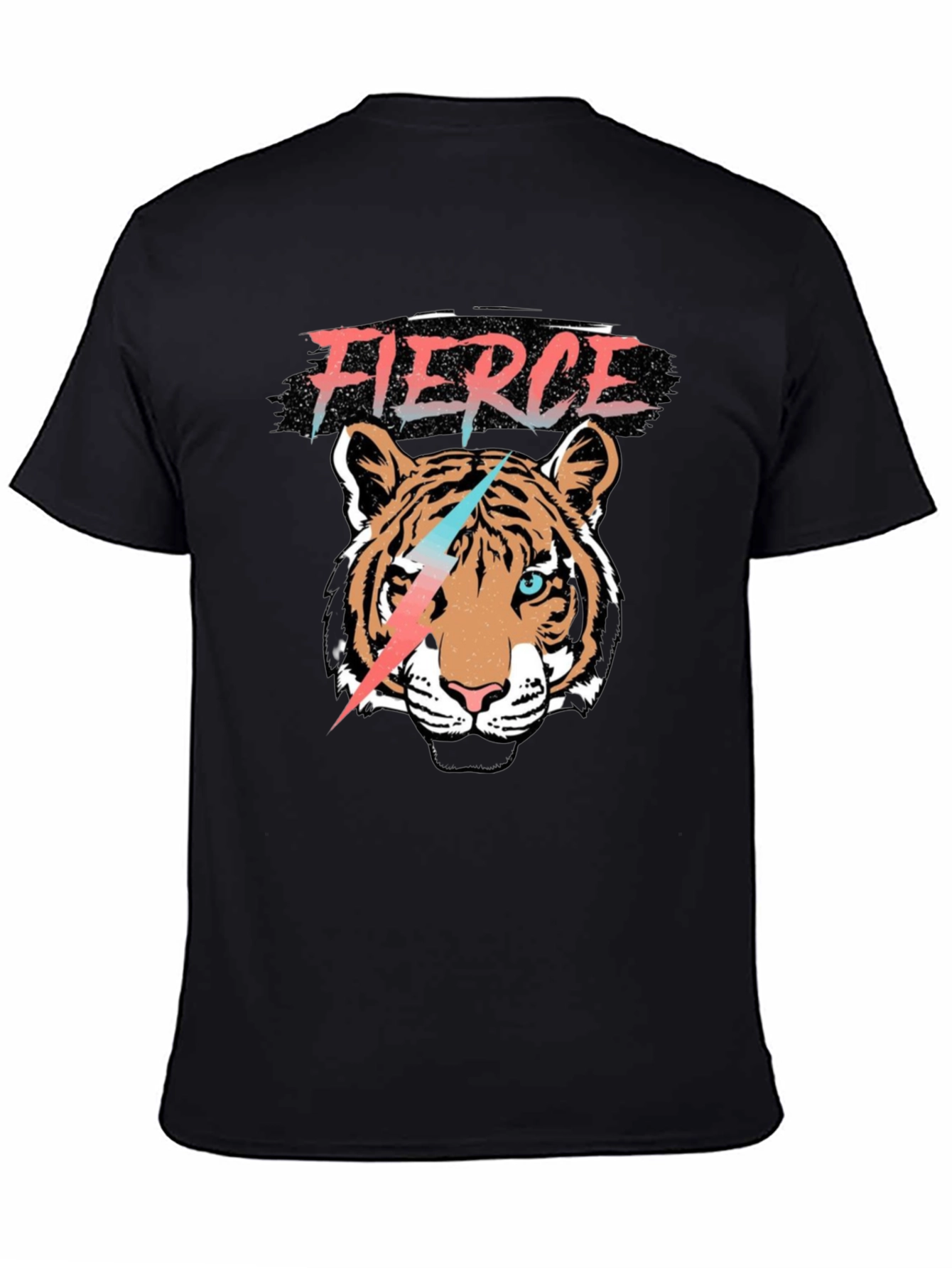 Black Fierce Tiger Graphic Tee - Stylish Men's Black T-Shirt view 4