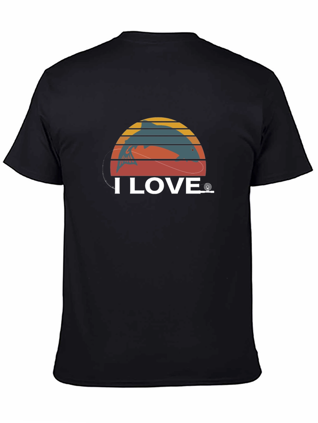 Black I Love Fishing T-Shirt, Retro Fish Design view 4