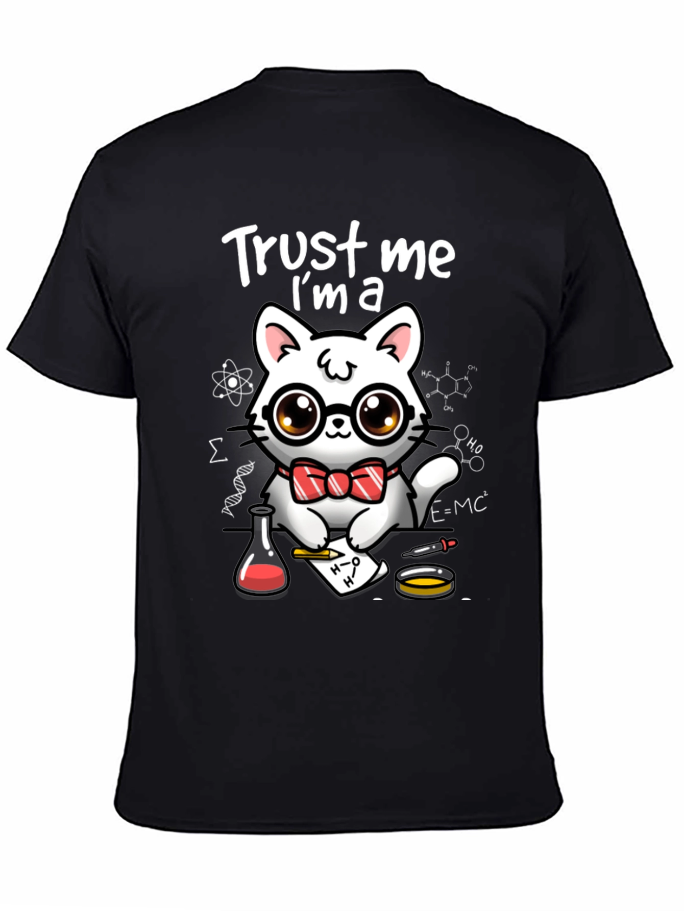 Black Trust Me, I'm a Scientist Cat Graphic T-Shirt view 4