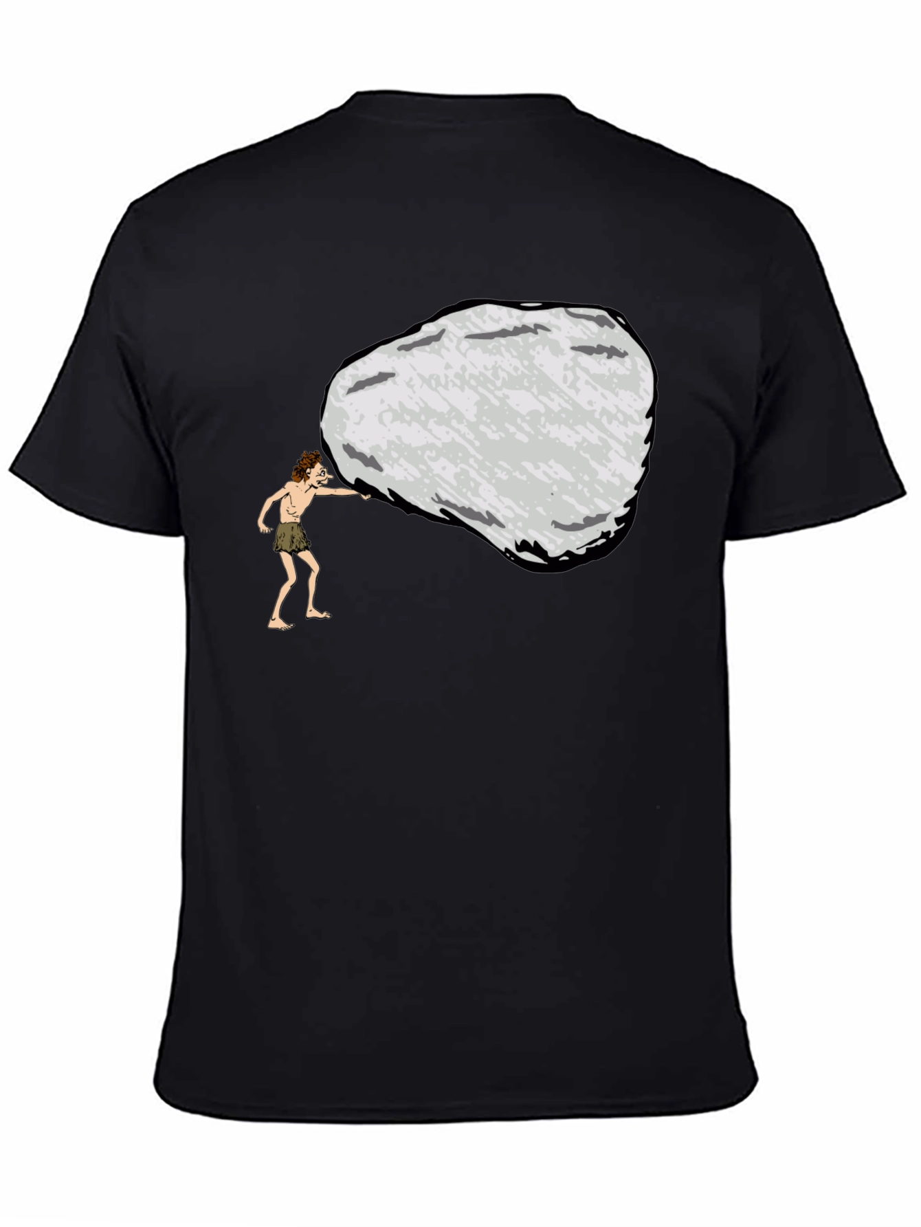 Black Caveman Pushing Boulder Graphic Tee view 4