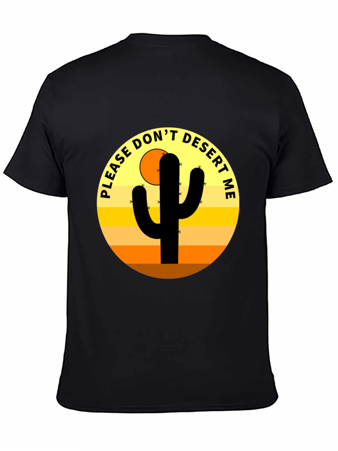 Black Cactus Desert Graphic Novelty Men's T-Shirt view 4