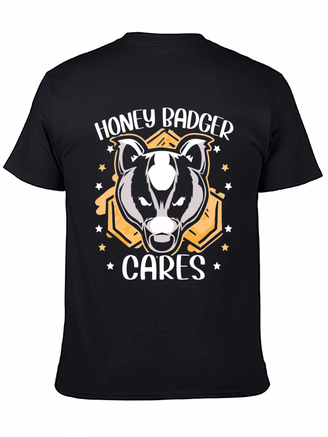 Black Honey Badger Cares Graphic Tee - Black Cotton T-Shirt view 4