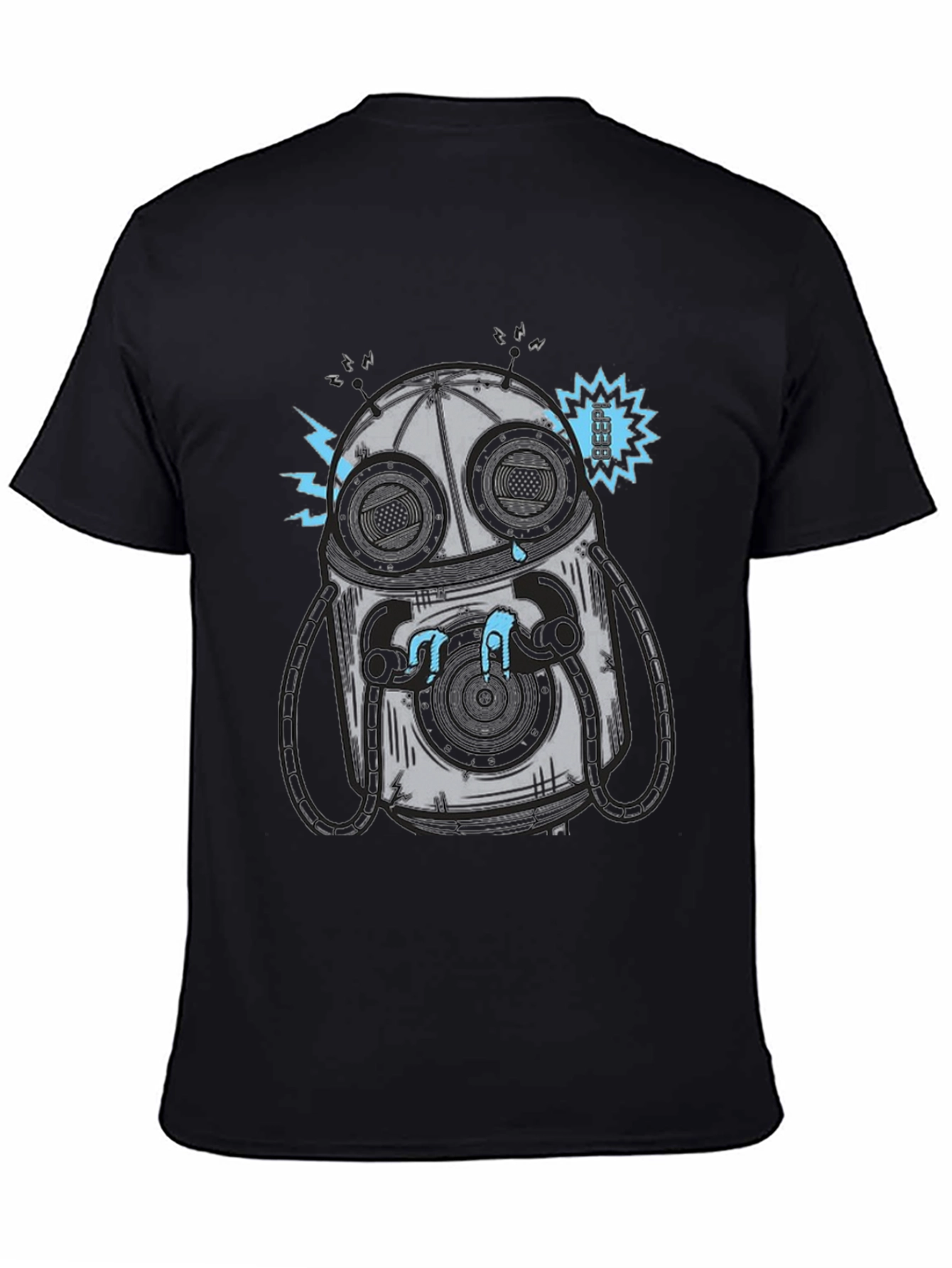 Black Robot Graphic Tee - Casual Black T-Shirt view 4