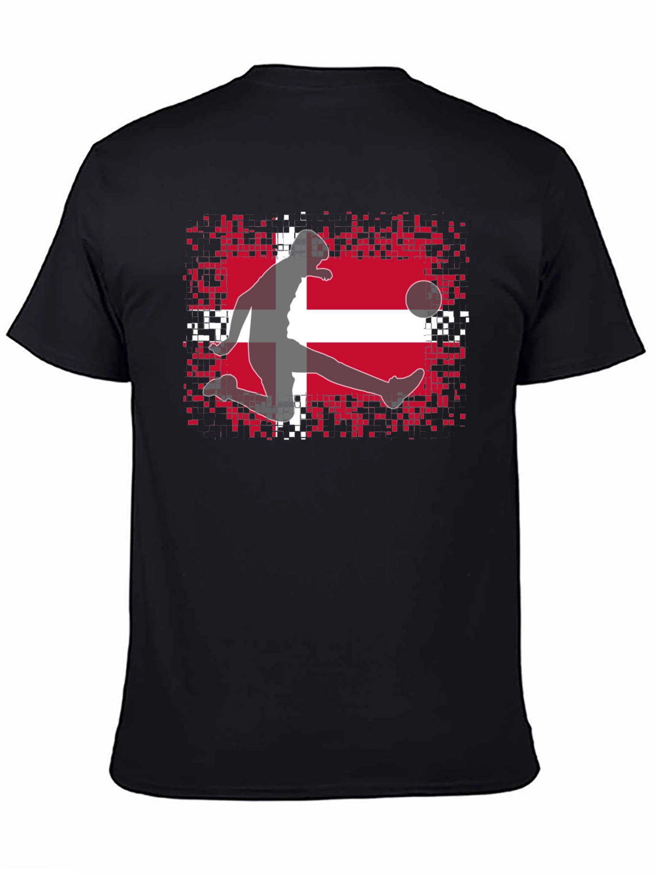 Black Denmark Flag Soccer Black T-Shirt view 4