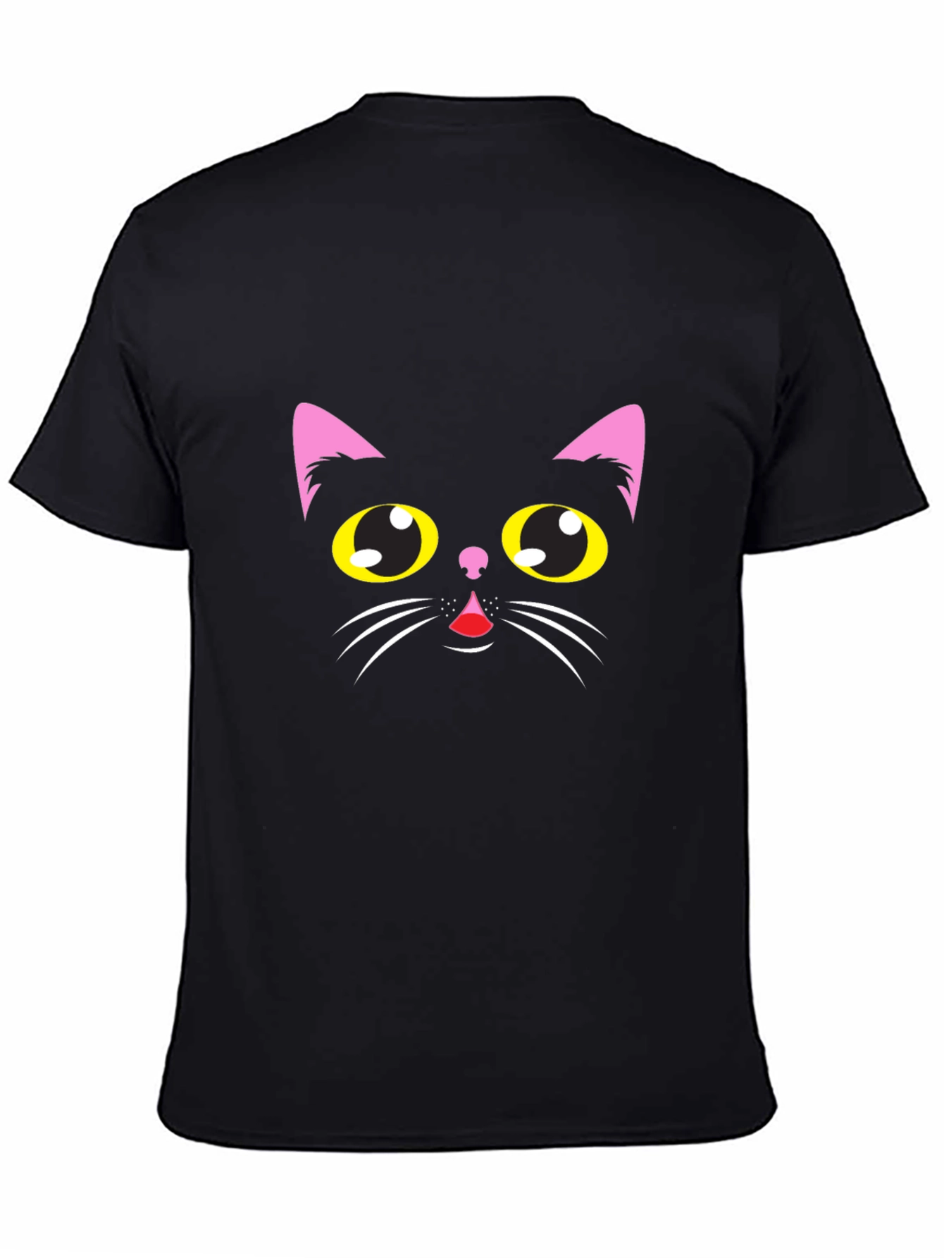 Black Black Cat Face Graphic T-Shirt view 4