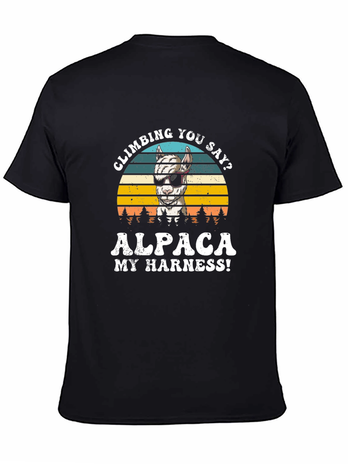 Black Climbing Alpaca My Harness T-Shirt view 4