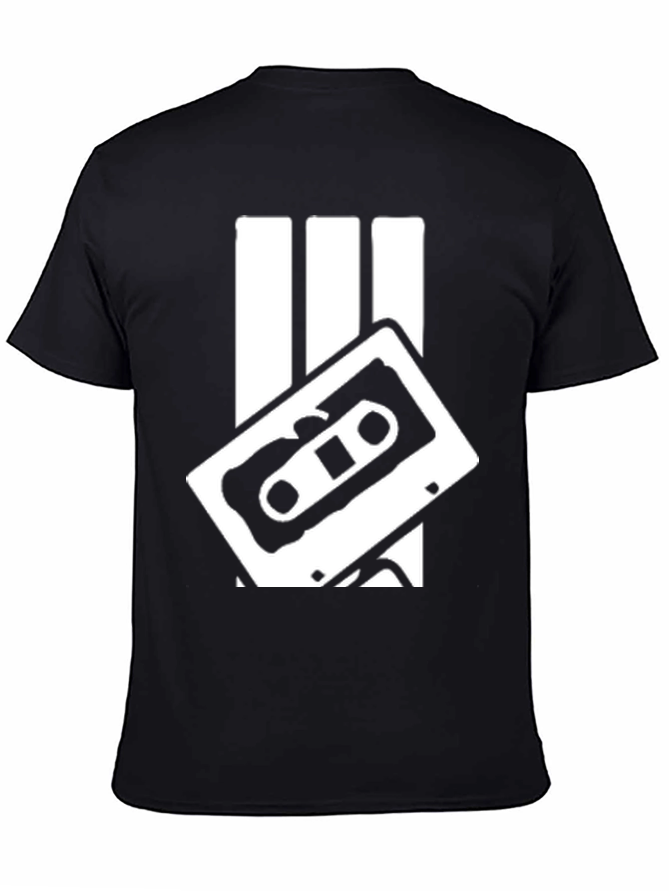 Black Retro Cassette Tape Graphic Tee - Black Cotton Blend view 4