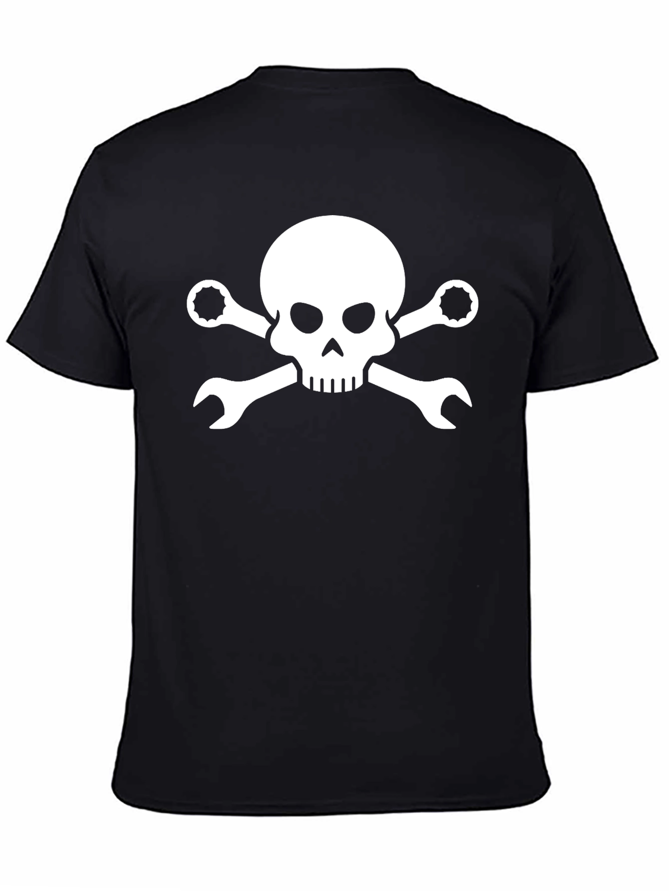 Black Skull & Wrenches Graphic Tee - Mechanic's Humor view 4