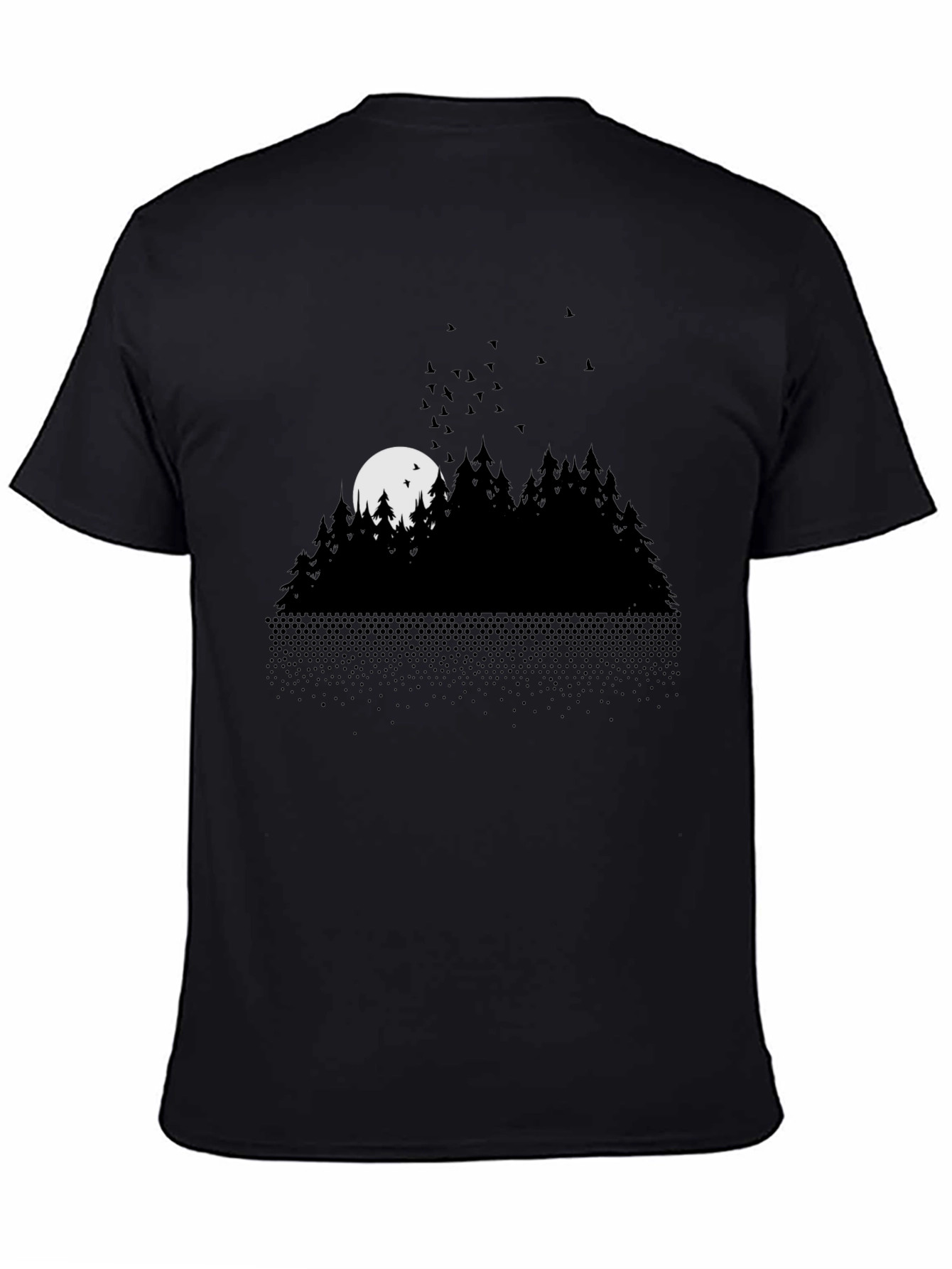 Black Midnight Forest Graphic Tee - Black view 4