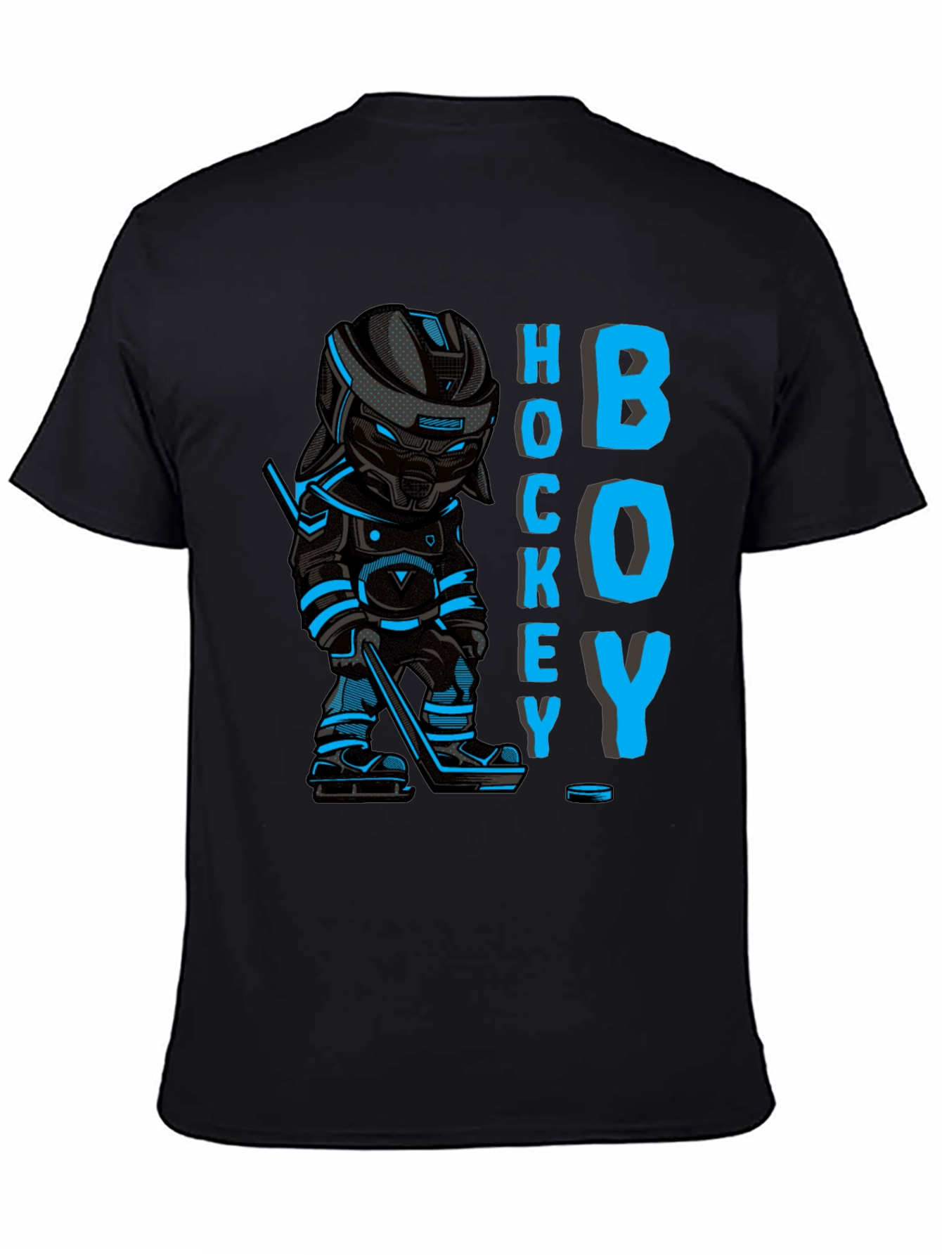 Black Hockey Boy Graphic T-Shirt view 4