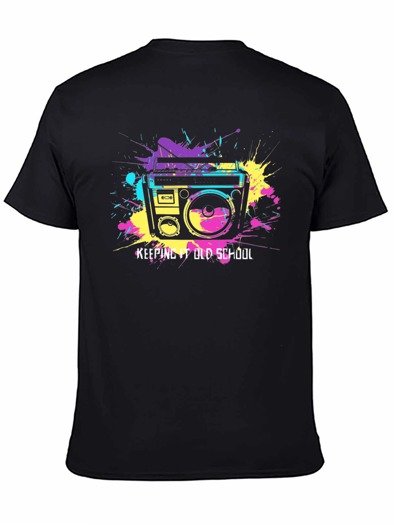 Black Retro Boombox Graphic Tee - Keeping it Old School Style view 4