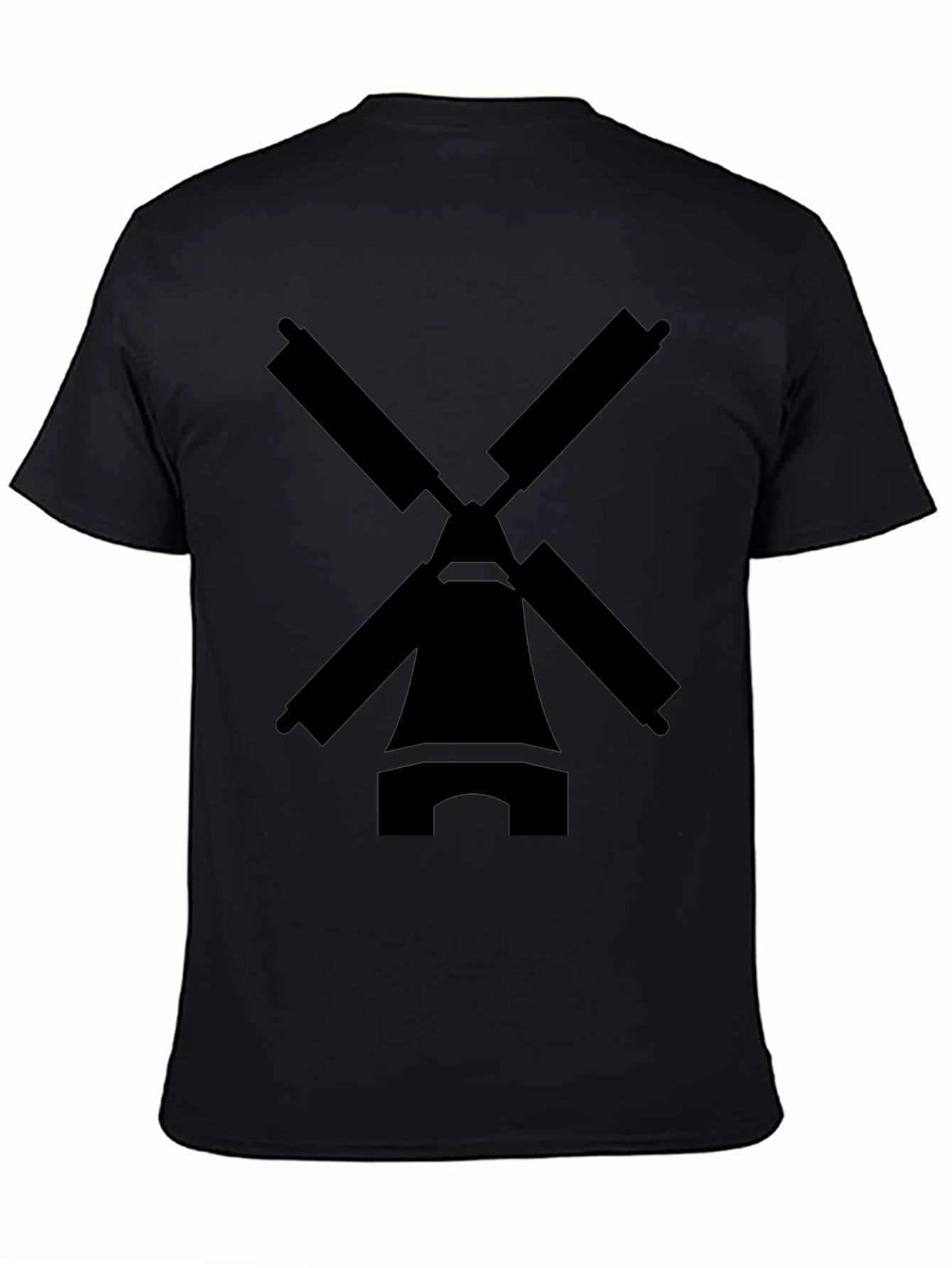 Black Windmill Graphic Tee - Black Cotton Blend T-Shirt view 4