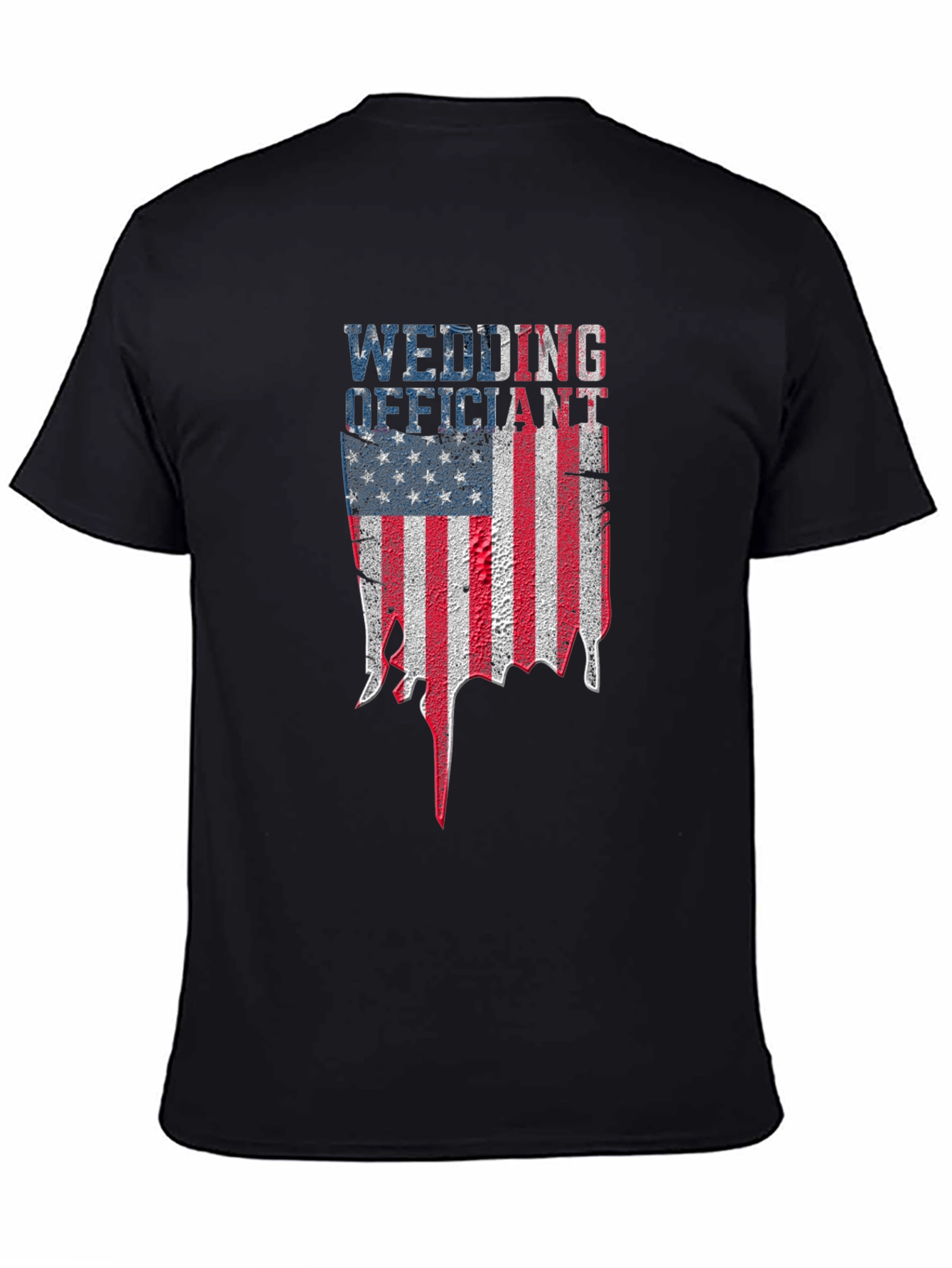 Black Wedding Officiant American Flag T-Shirt view 4