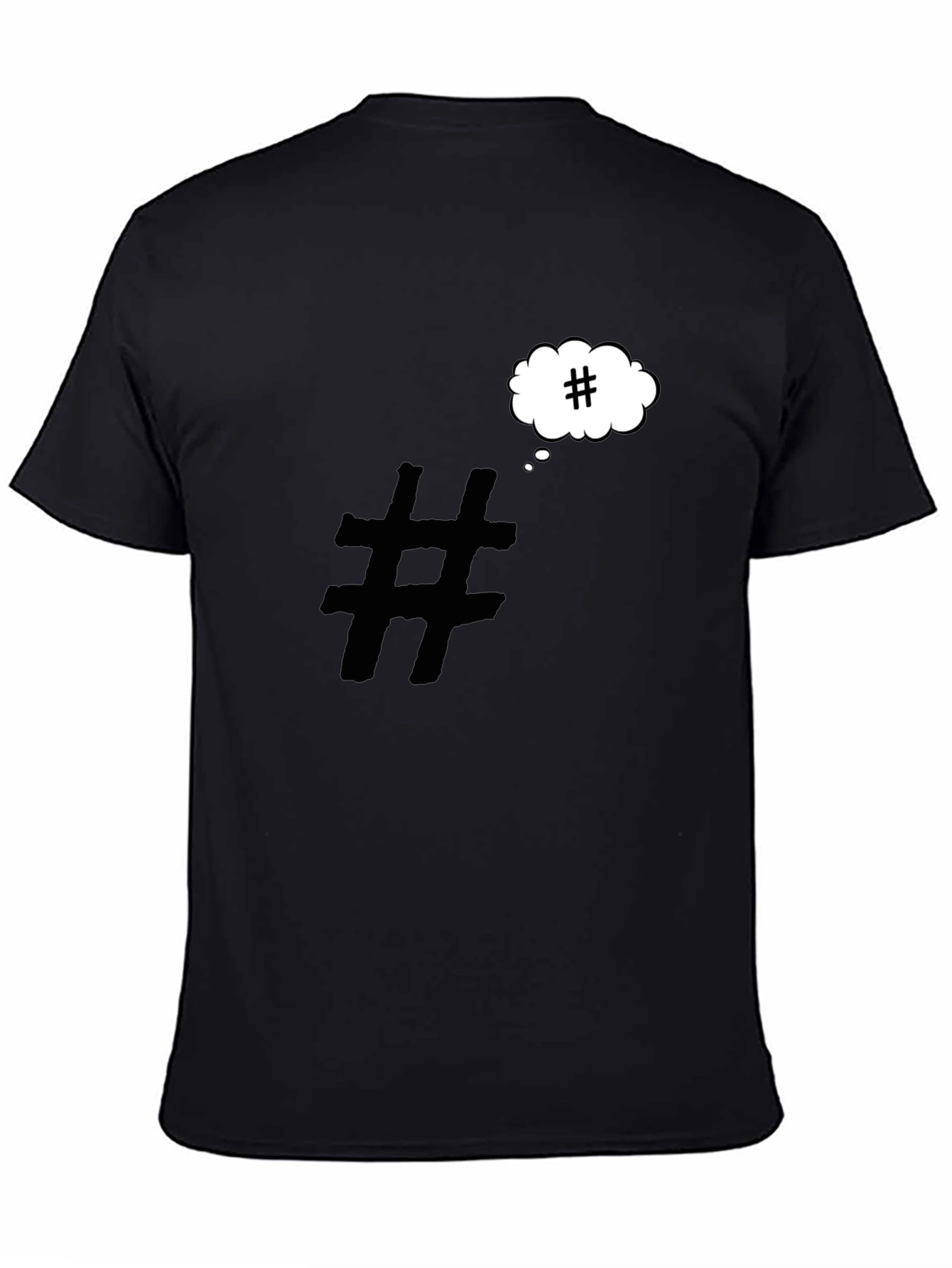 Black Hashtag Mind T-Shirt - Black Cotton Graphic Tee view 4