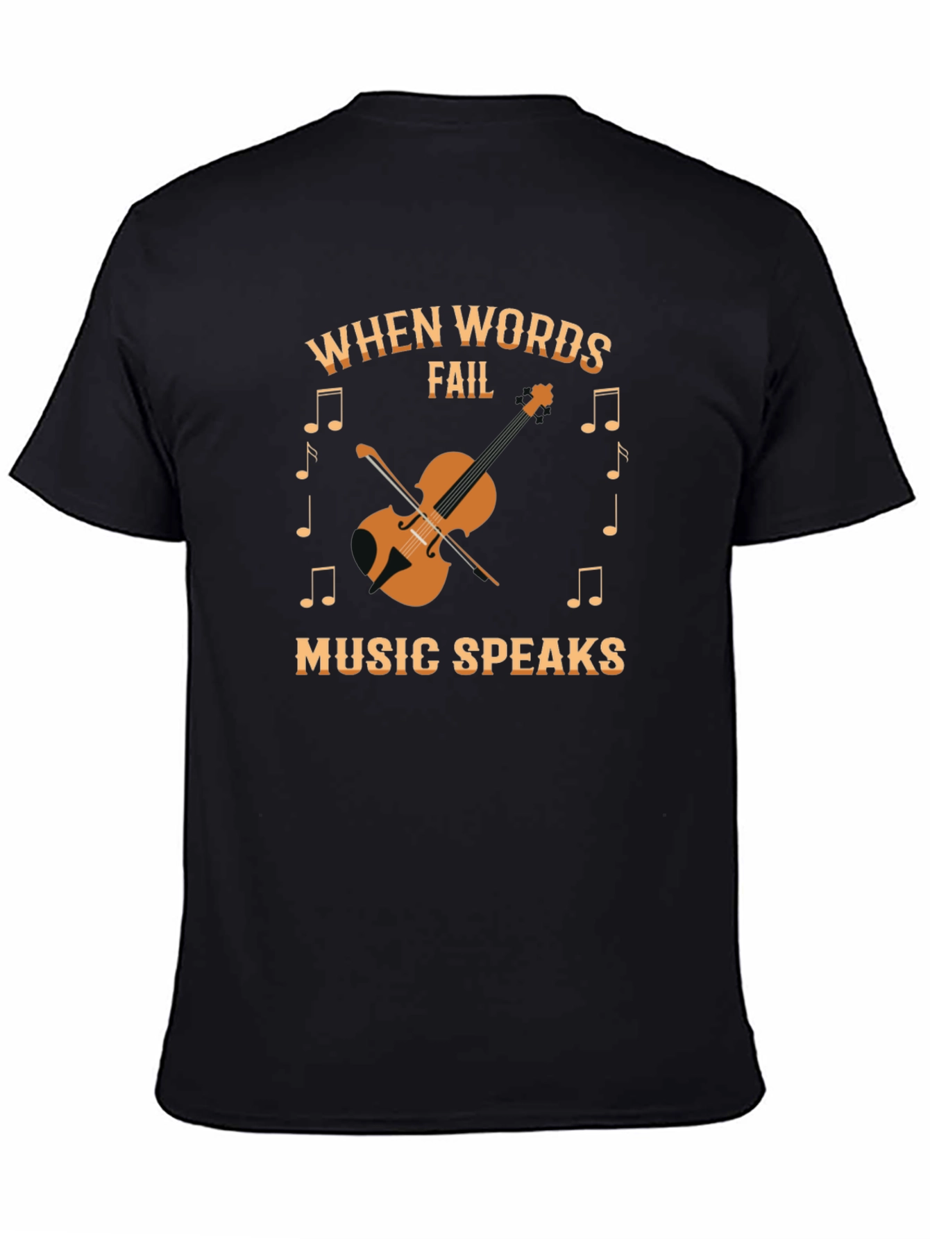 Black Music Speaks T-Shirt - Words Fail Violin Design view 4