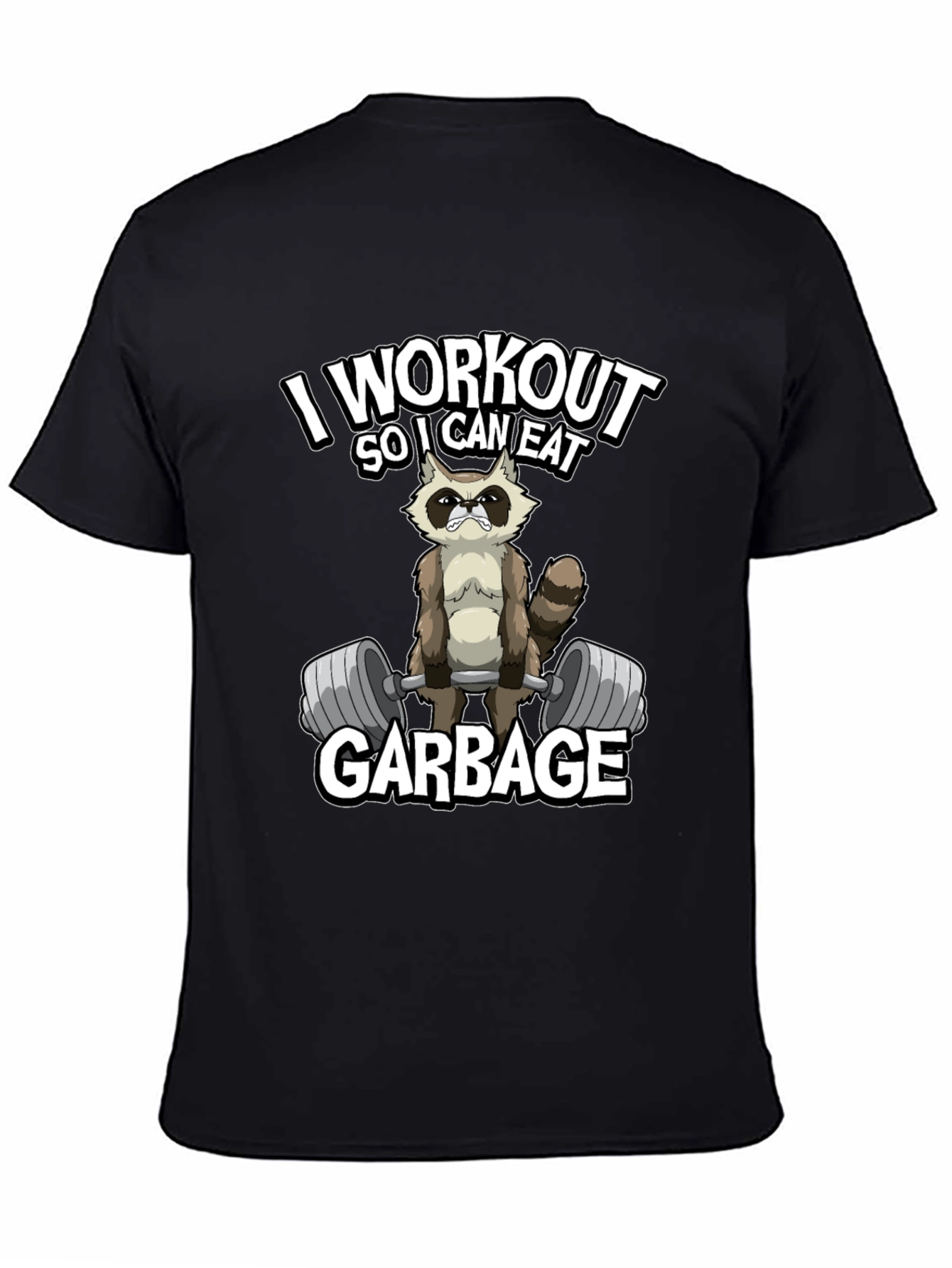 Black Workout Raccoon Graphic T-Shirt - Gym Humor view 4