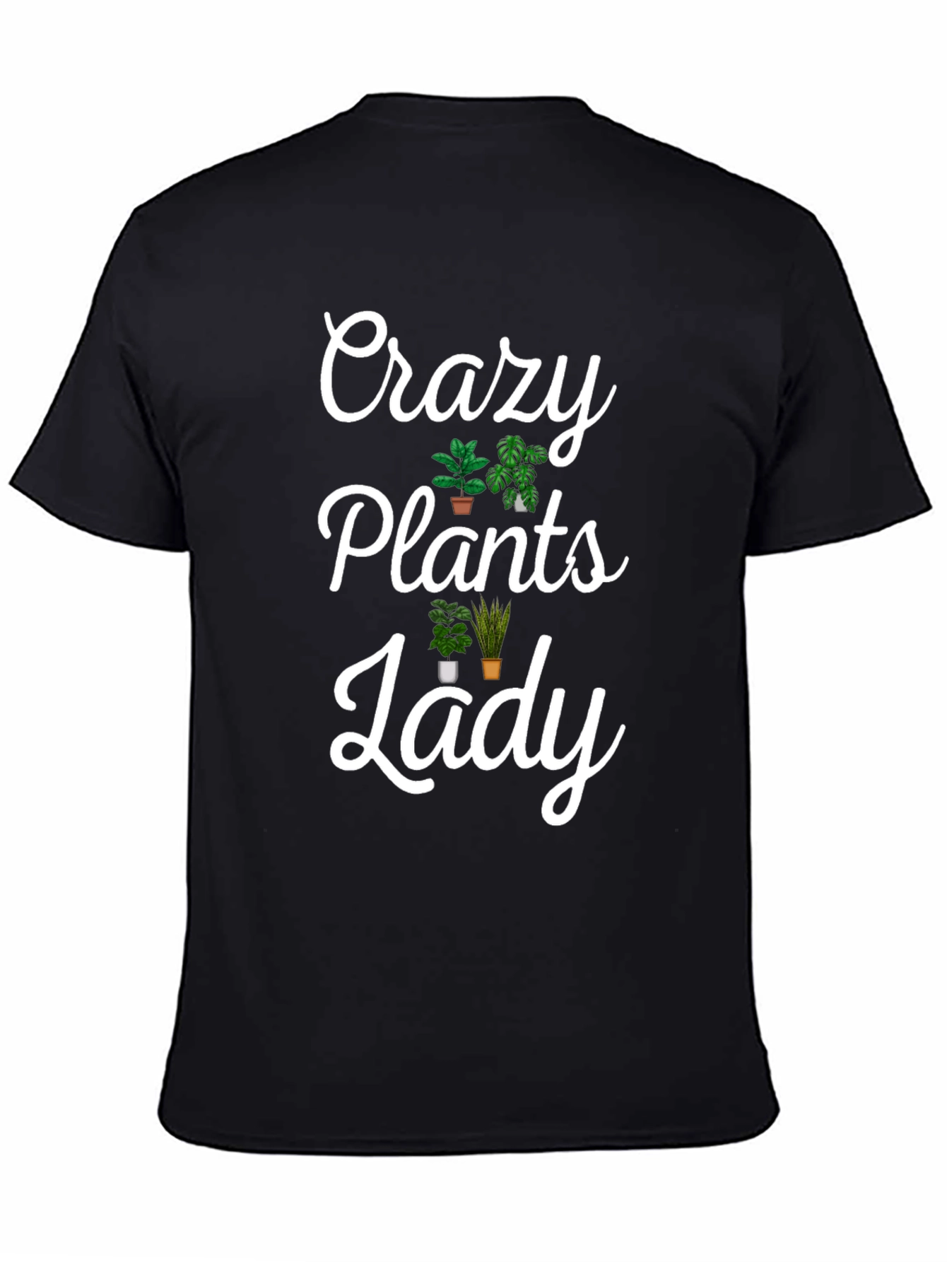 Black Crazy Plants Lady Graphic Tee - Novelty T-Shirt view 4