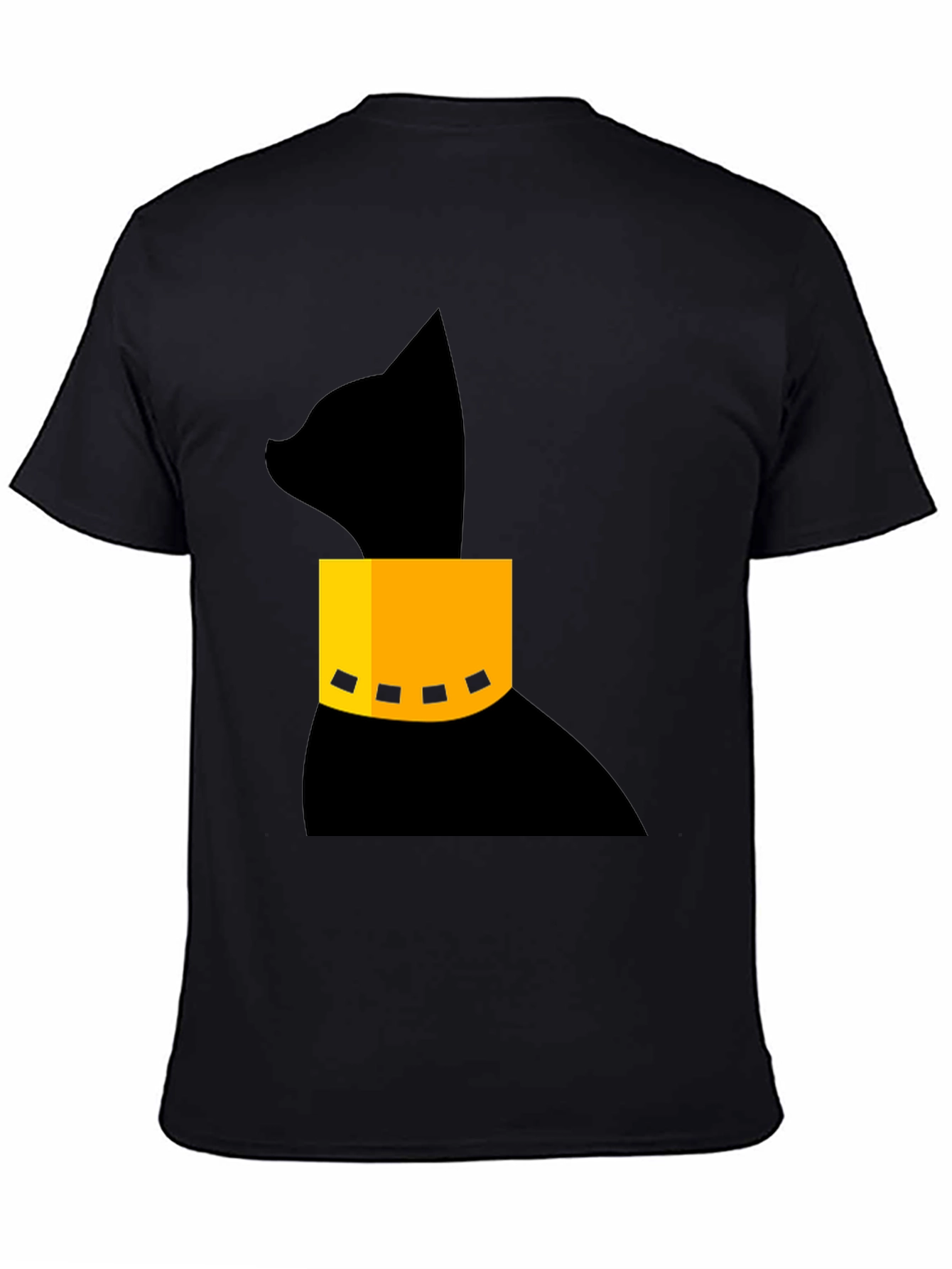 Black Modern Black Cat T-Shirt with Geometric Collar view 4