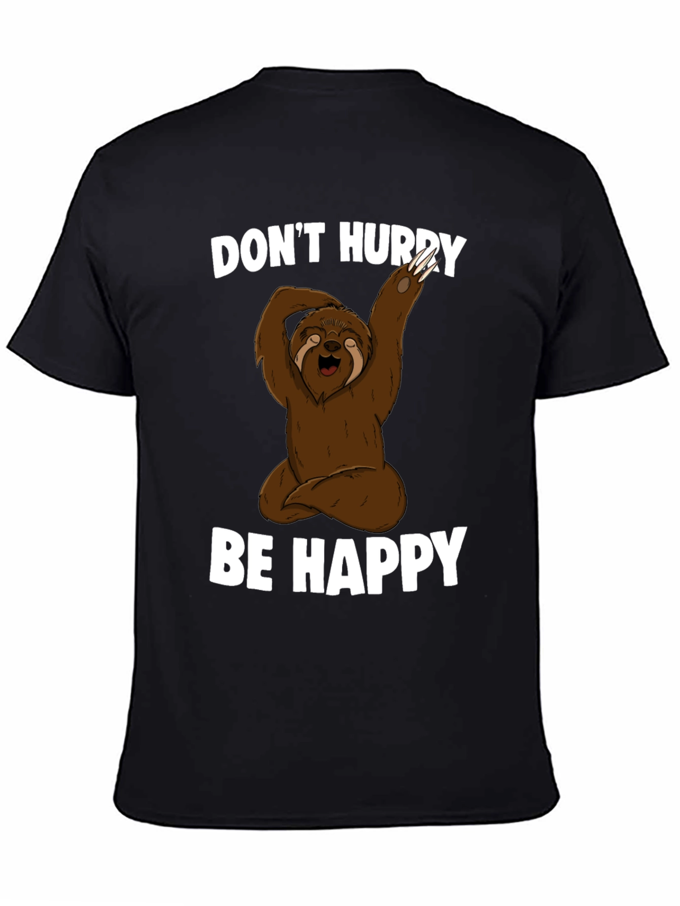 Black Sloth Yoga T-Shirt - Don't Hurry Be Happy view 4