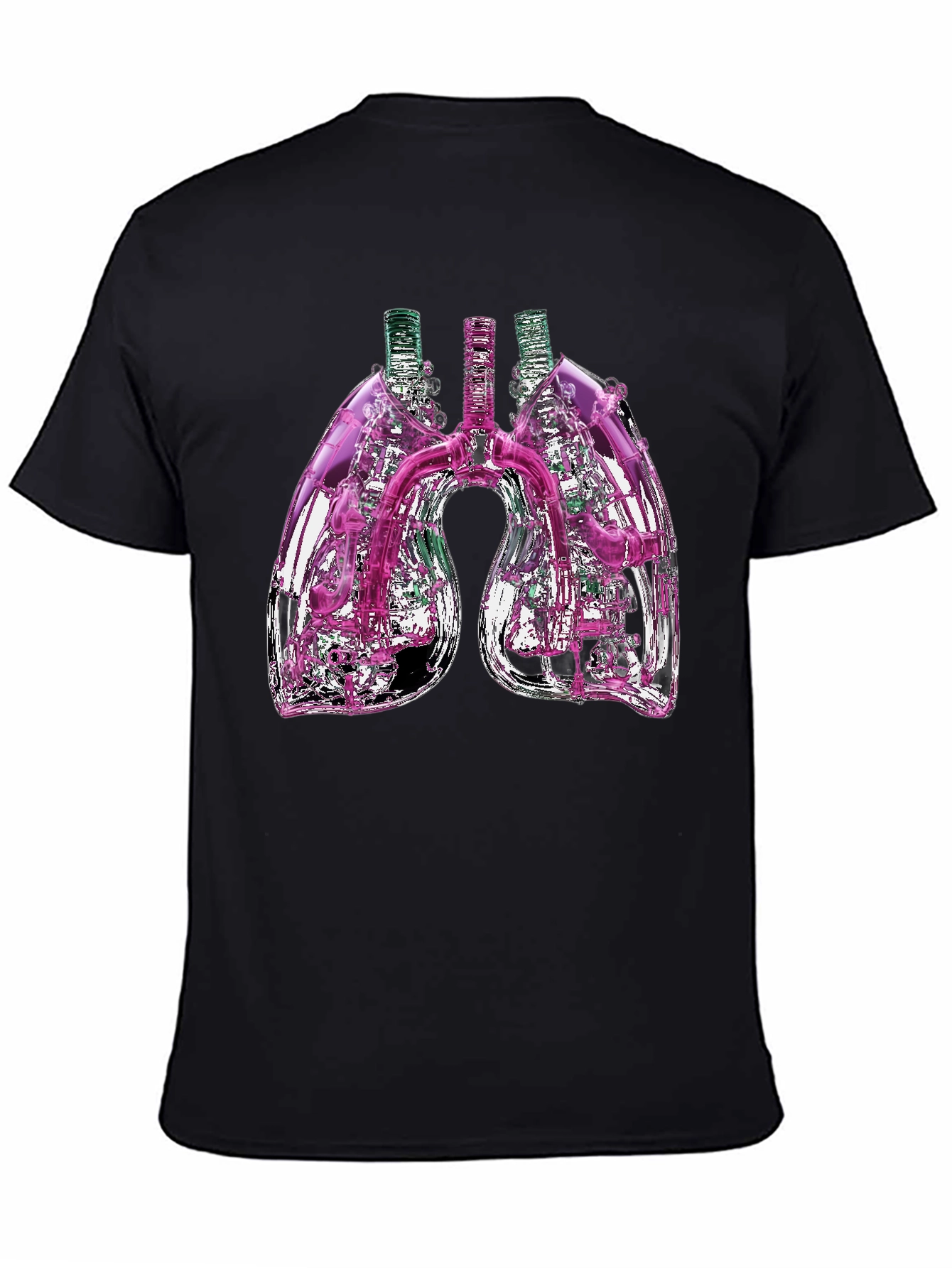 Black Abstract Lungs Graphic Tee - Black Cotton Blend view 4