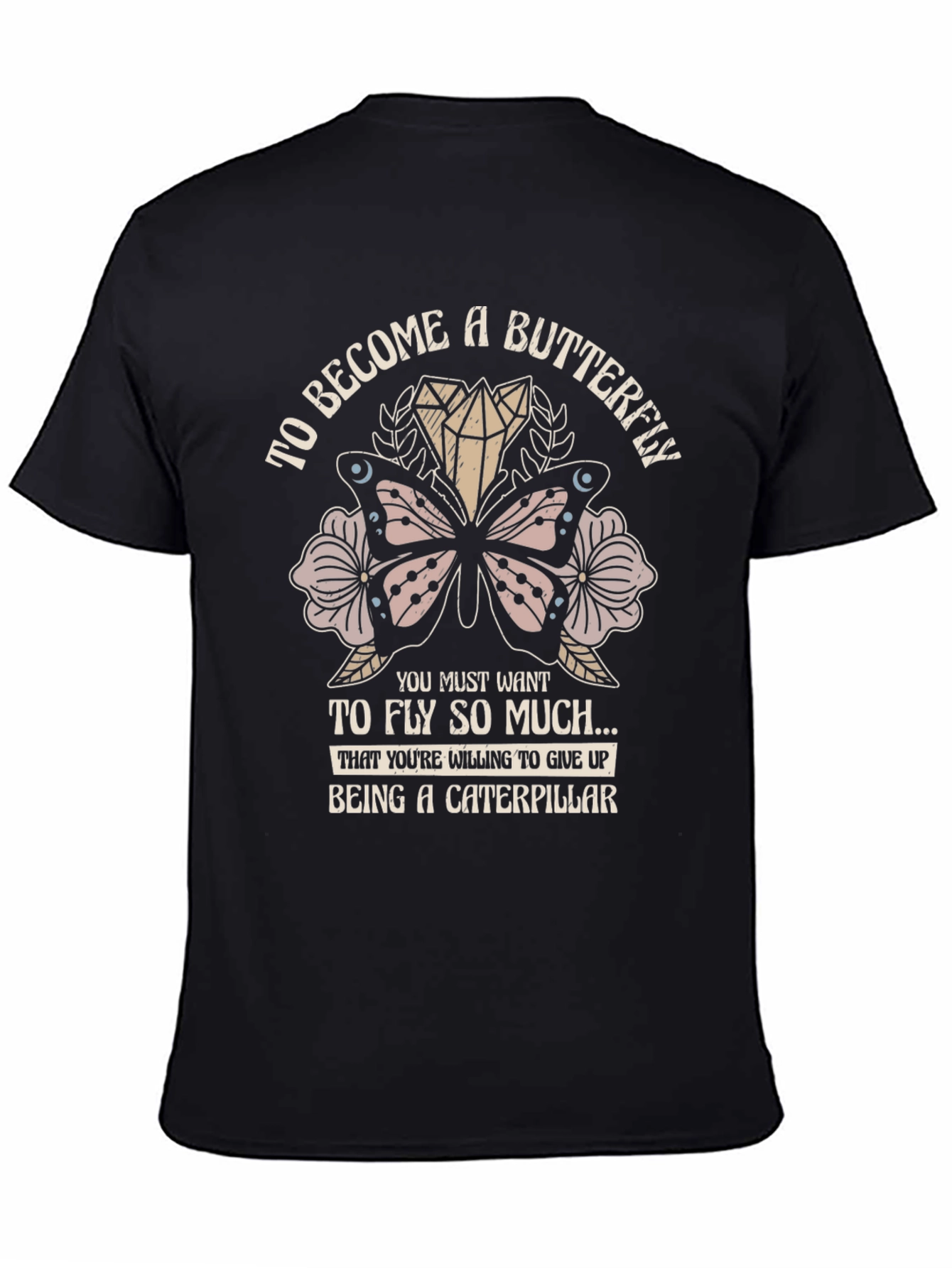 Black Butterfly Caterpillar T-Shirt - Motivational Tee view 4