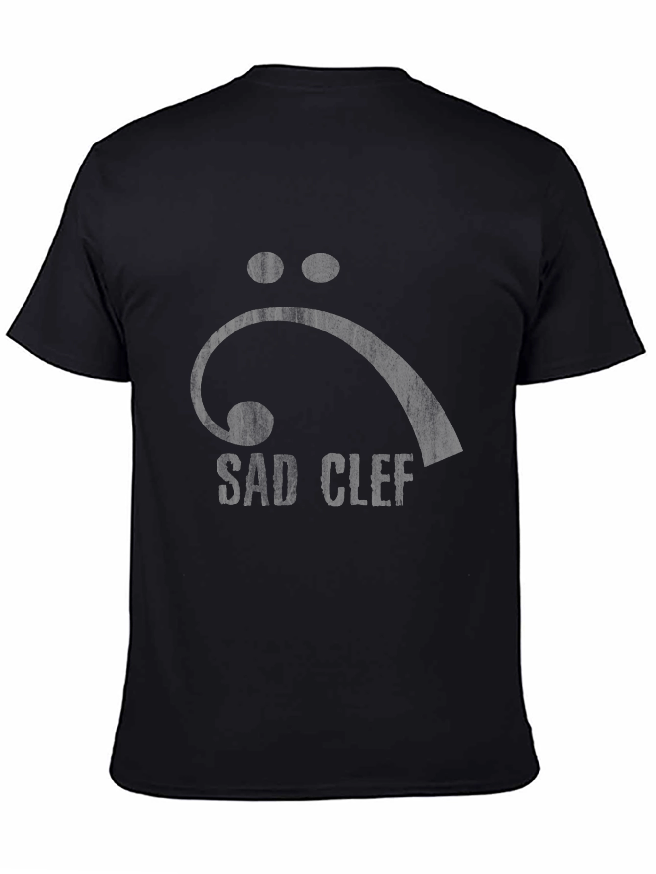 Black Sad Clef Graphic Tee - Bass Clef T-Shirt view 4