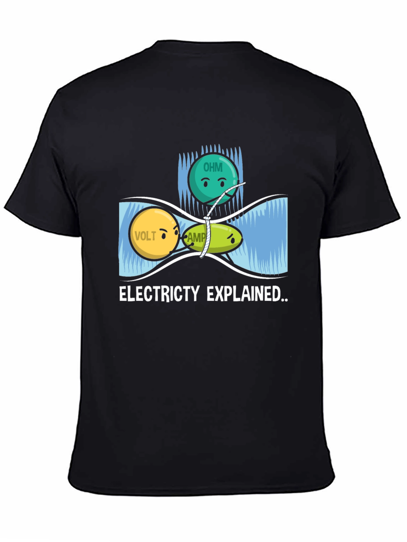 Black Electricity Explained Graphic Tee - Science Humor Shirt view 4