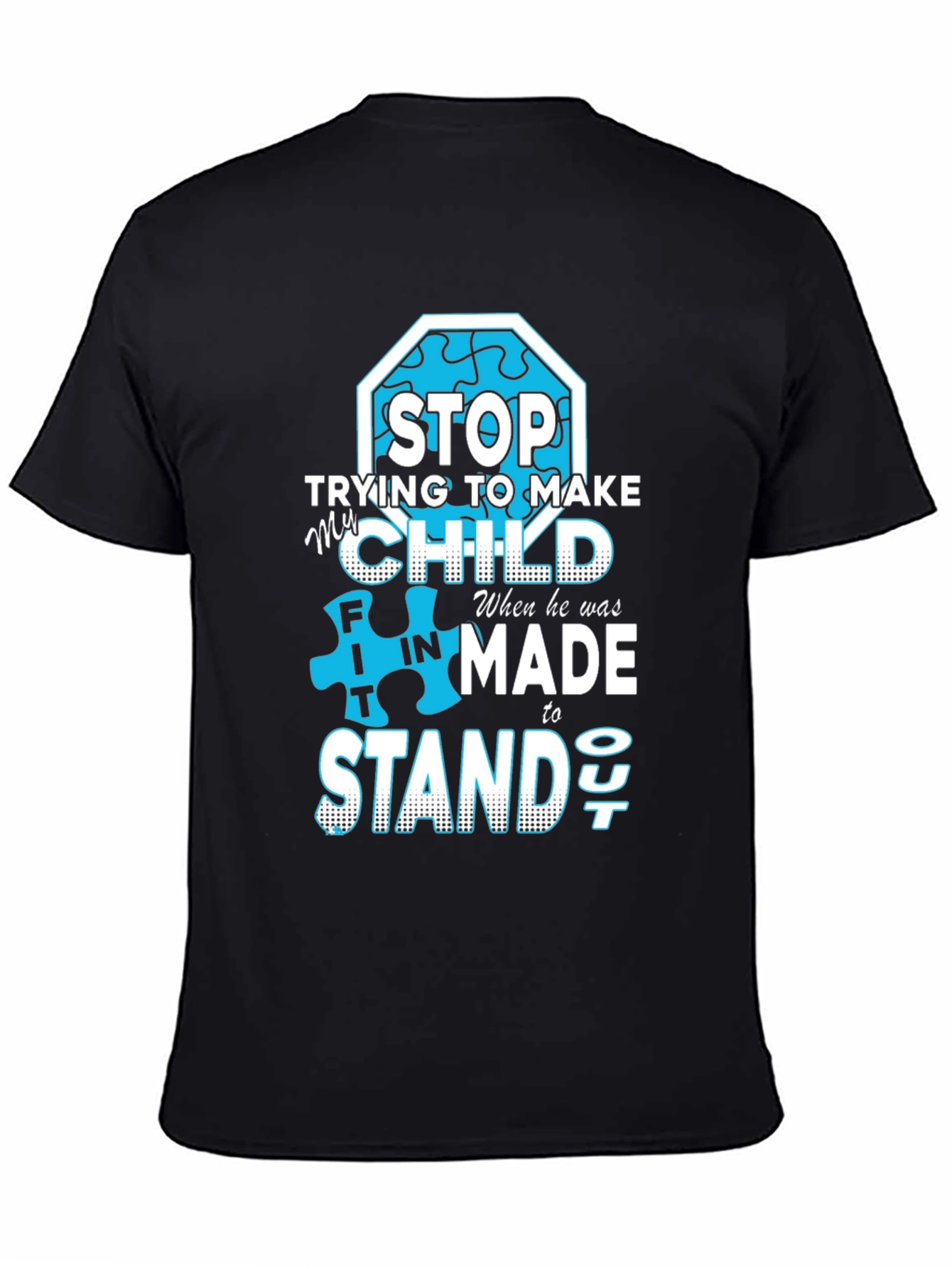 Black Autism Awareness T-Shirt: Stand Out view 4