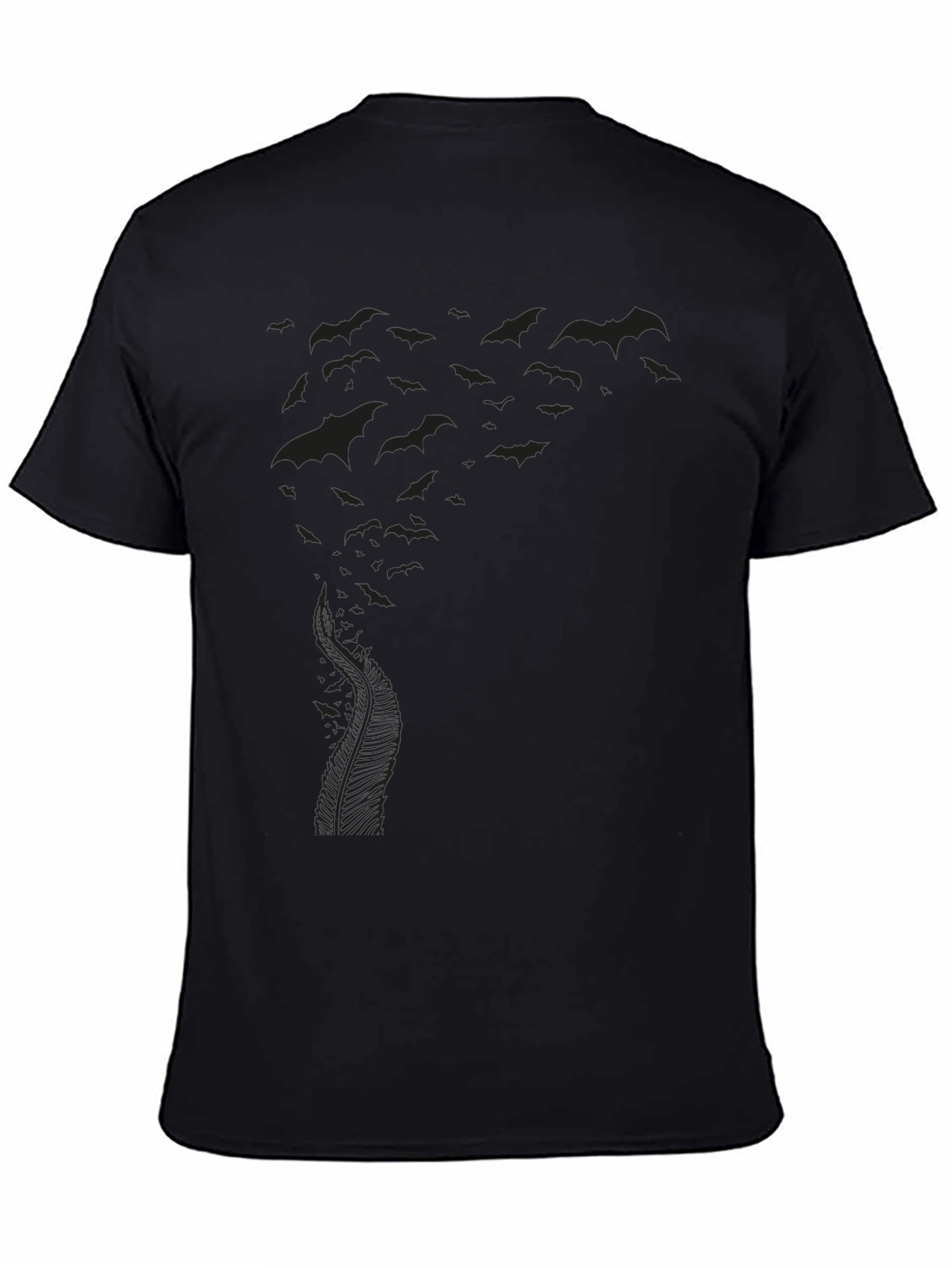 Black Men's Black Bat Swarm Graphic Tee view 4
