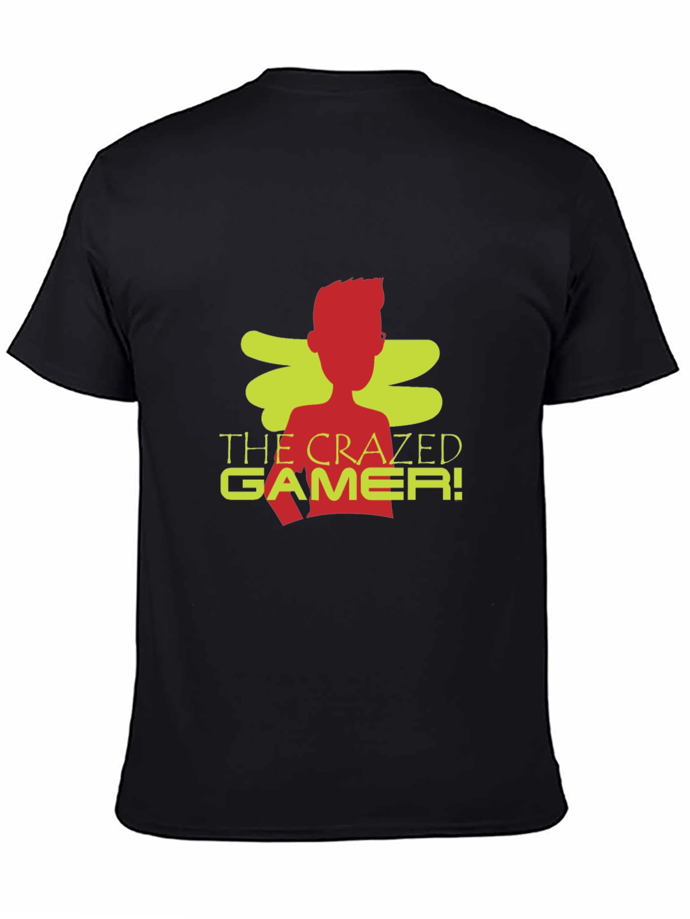 Black The Crazed Gamer! Black Crew Neck T-Shirt view 4