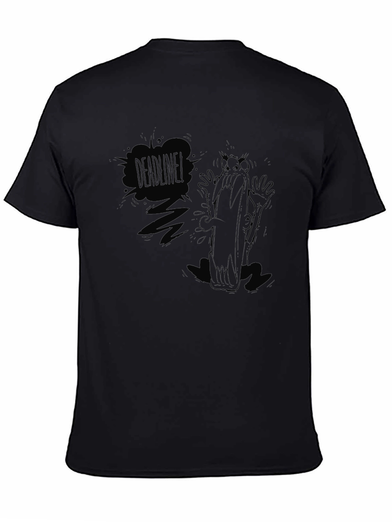 Black Deadline Cartoon Graphic Black T-Shirt view 4