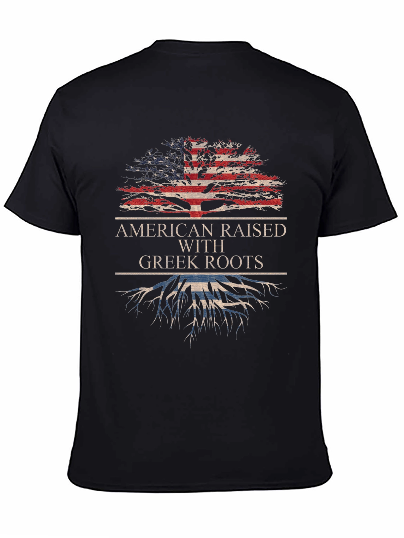 Black American Raised with Greek Roots Tee view 4
