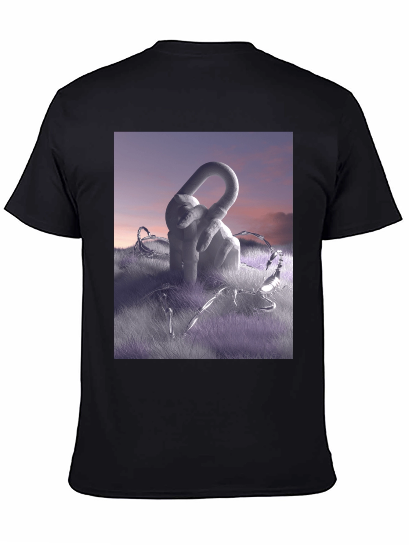 Black Abstract Sculpture Graphic Tee - Modern Art Shirt view 4