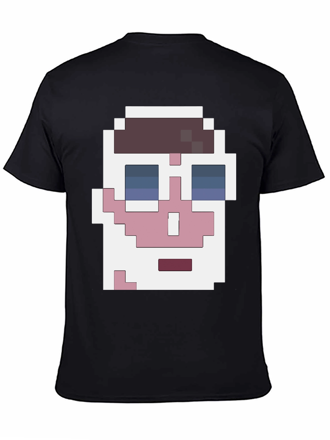 Black Pixelated Face Graphic T-Shirt - Cool Retro Style view 4