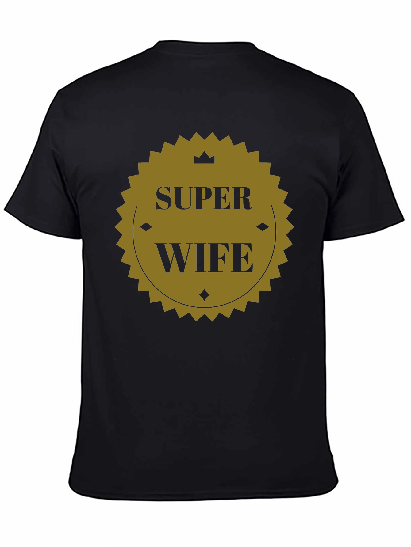 Black Super Wife Graphic Tee - Black Crew Neck T-Shirt view 4