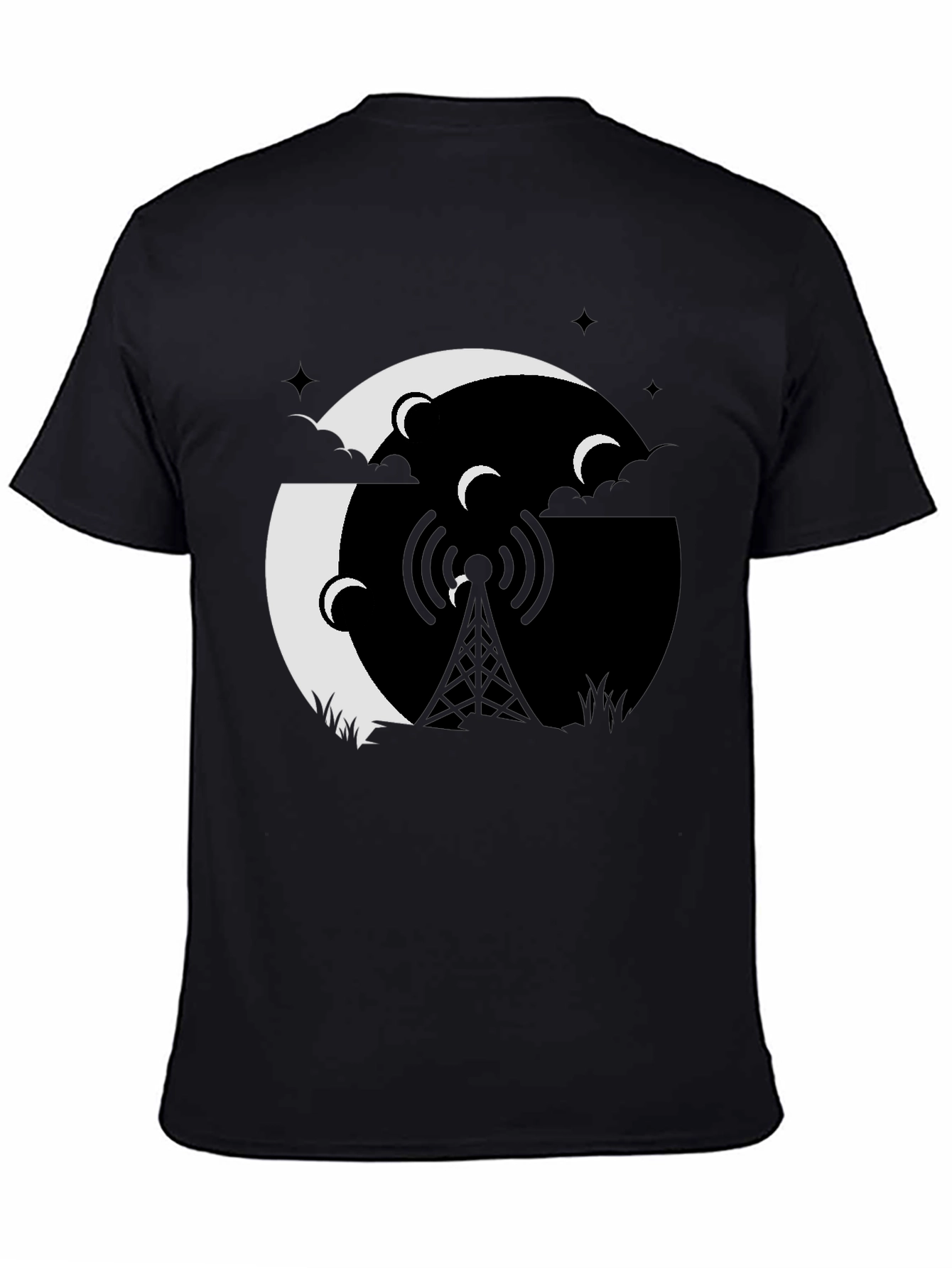 Black Mystic Night Tower Graphic Tee - Black view 4