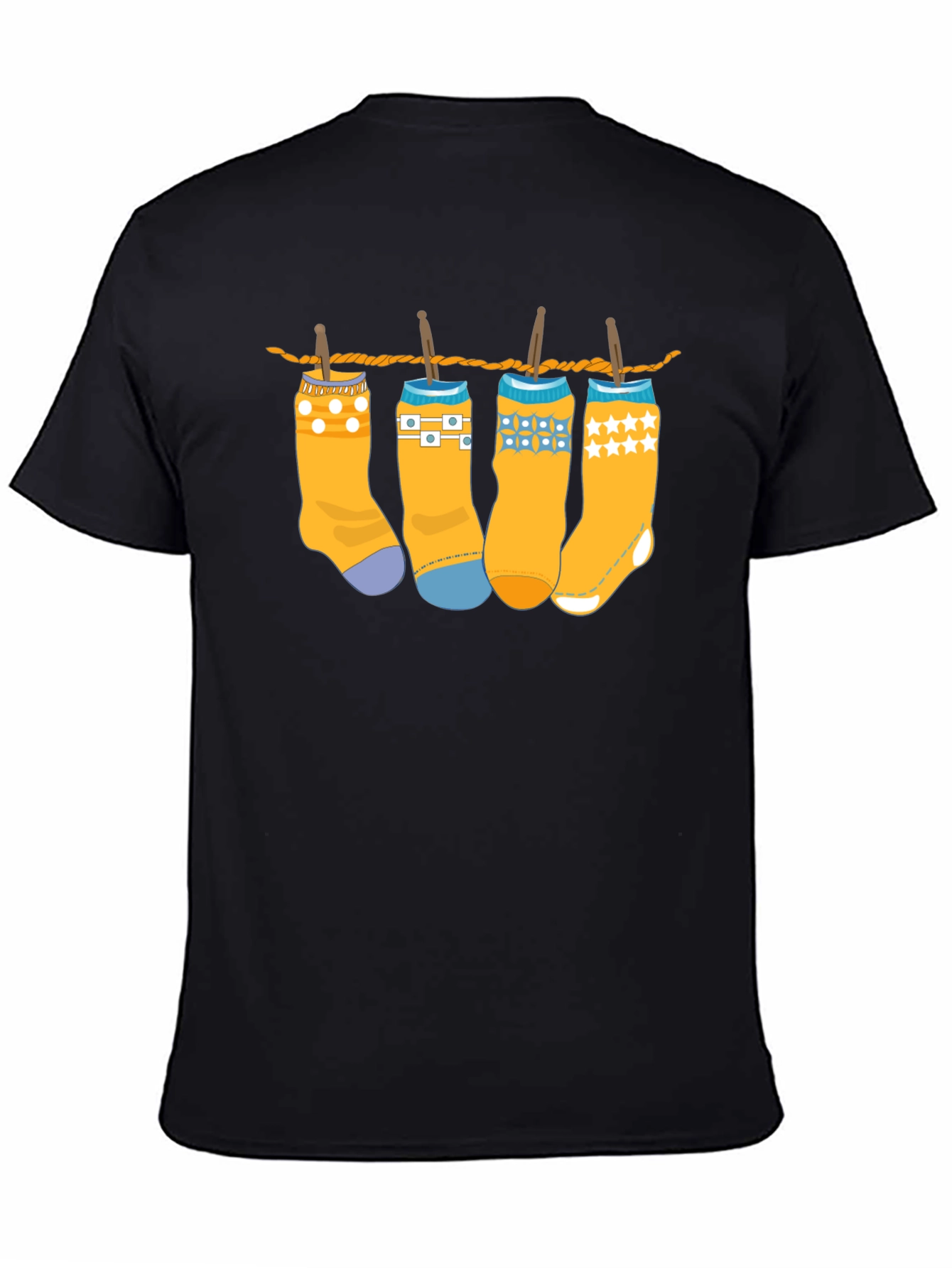 Black Novelty Socks on Clothesline Graphic Tee - Unisex view 4
