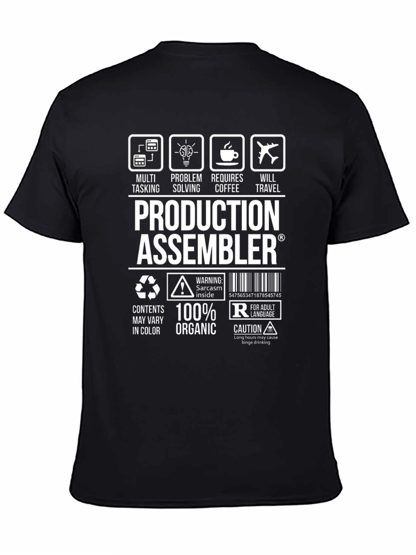 Production Assembler Black T-Shirt - Multi-Tasking, Problem Solving - 4