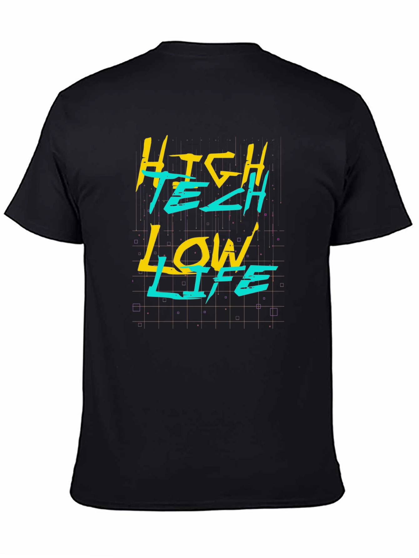 Black High Tech Low Life Graphic Tee - Black Cotton Blend view 4