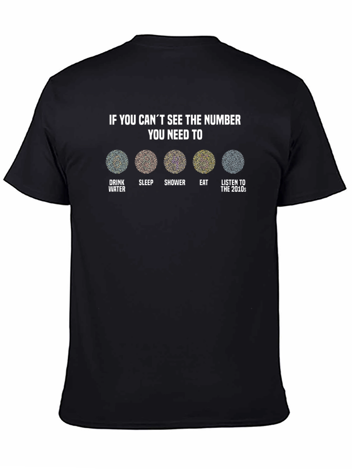 Black Humorous Eye Test T-Shirt - Self-Care Edition view 4