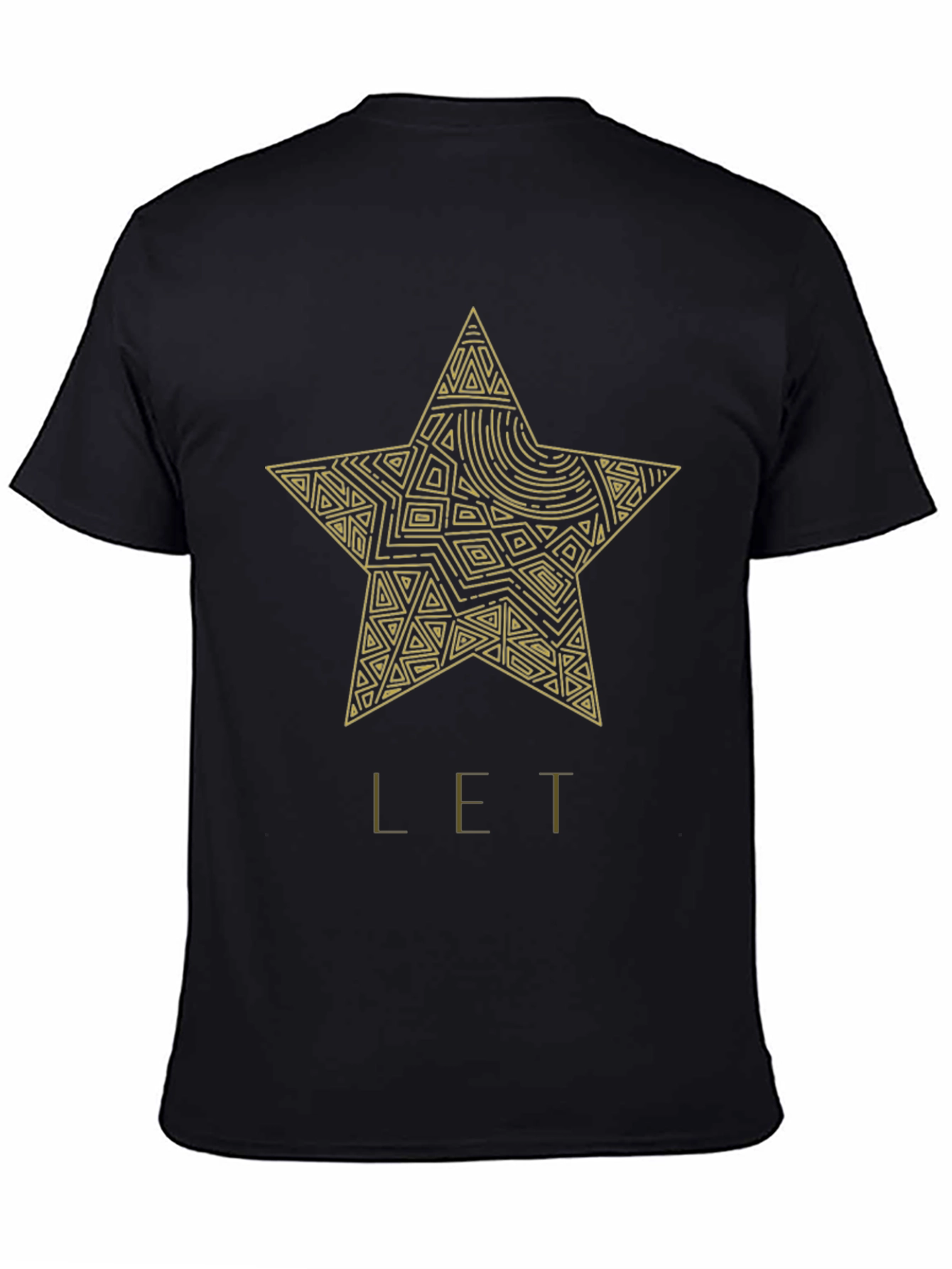 Black Abstract Star Graphic Print Tee - Stylish Black Cotton T-Shirt view 4