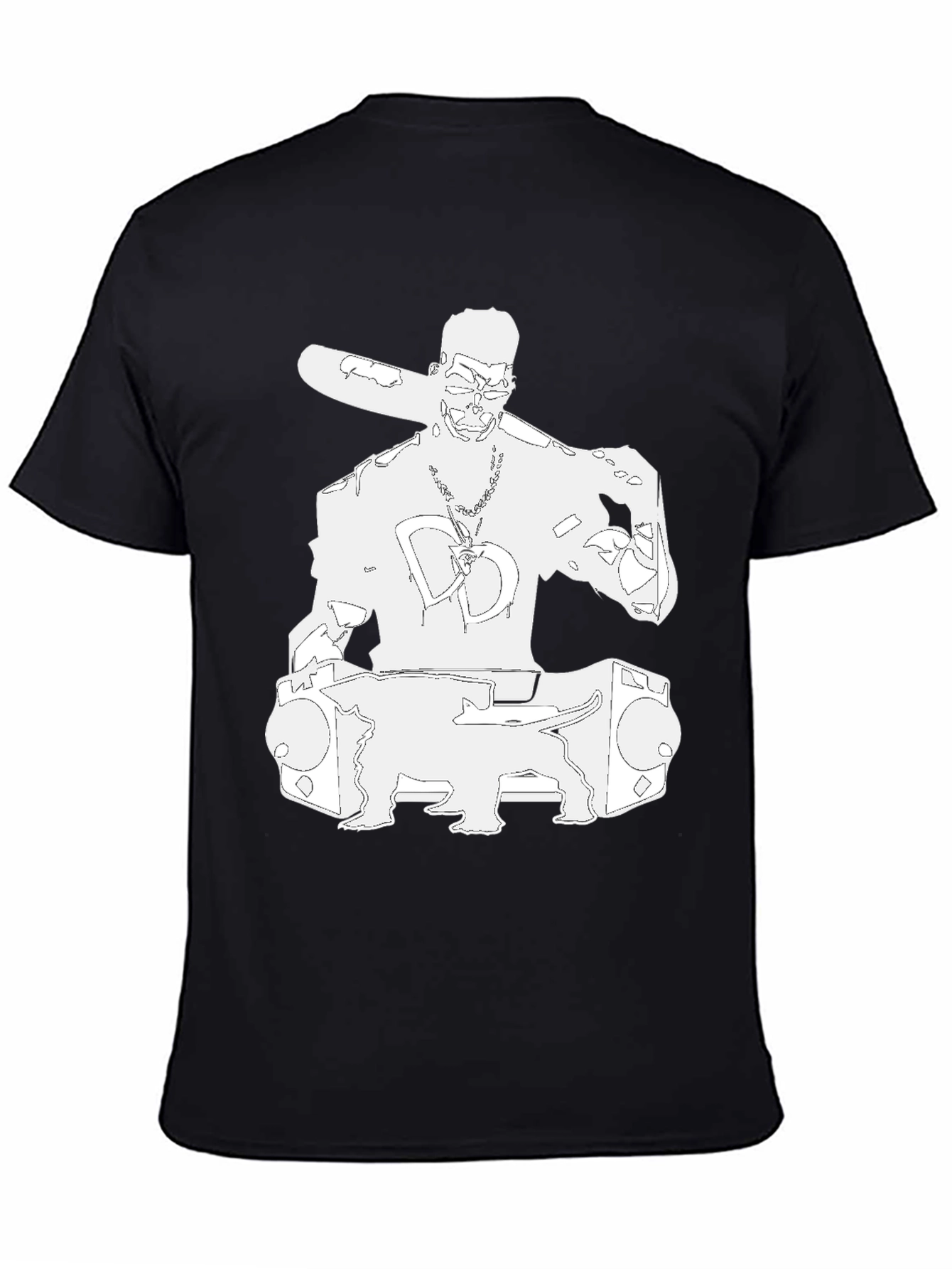 Black Black T-Shirt with White Graphic view 4