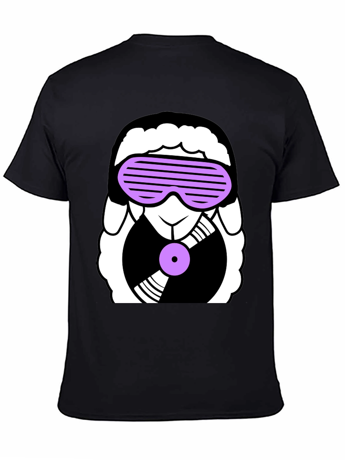 Black DJ Sheep Graphic Tee - Black Cotton T-Shirt view 4