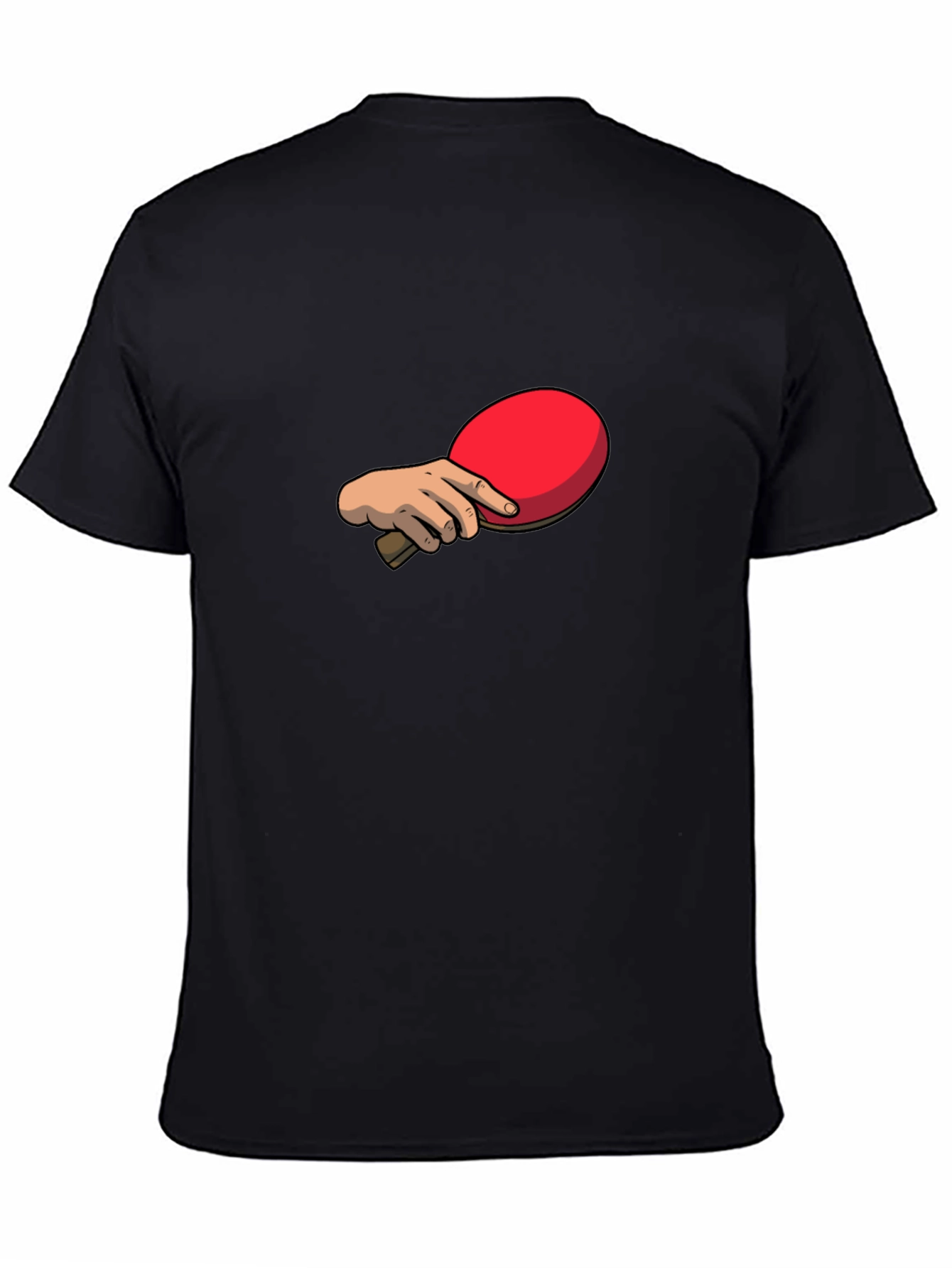 Black Ping Pong Paddle Graphic Tee - Black Cotton T-Shirt view 4