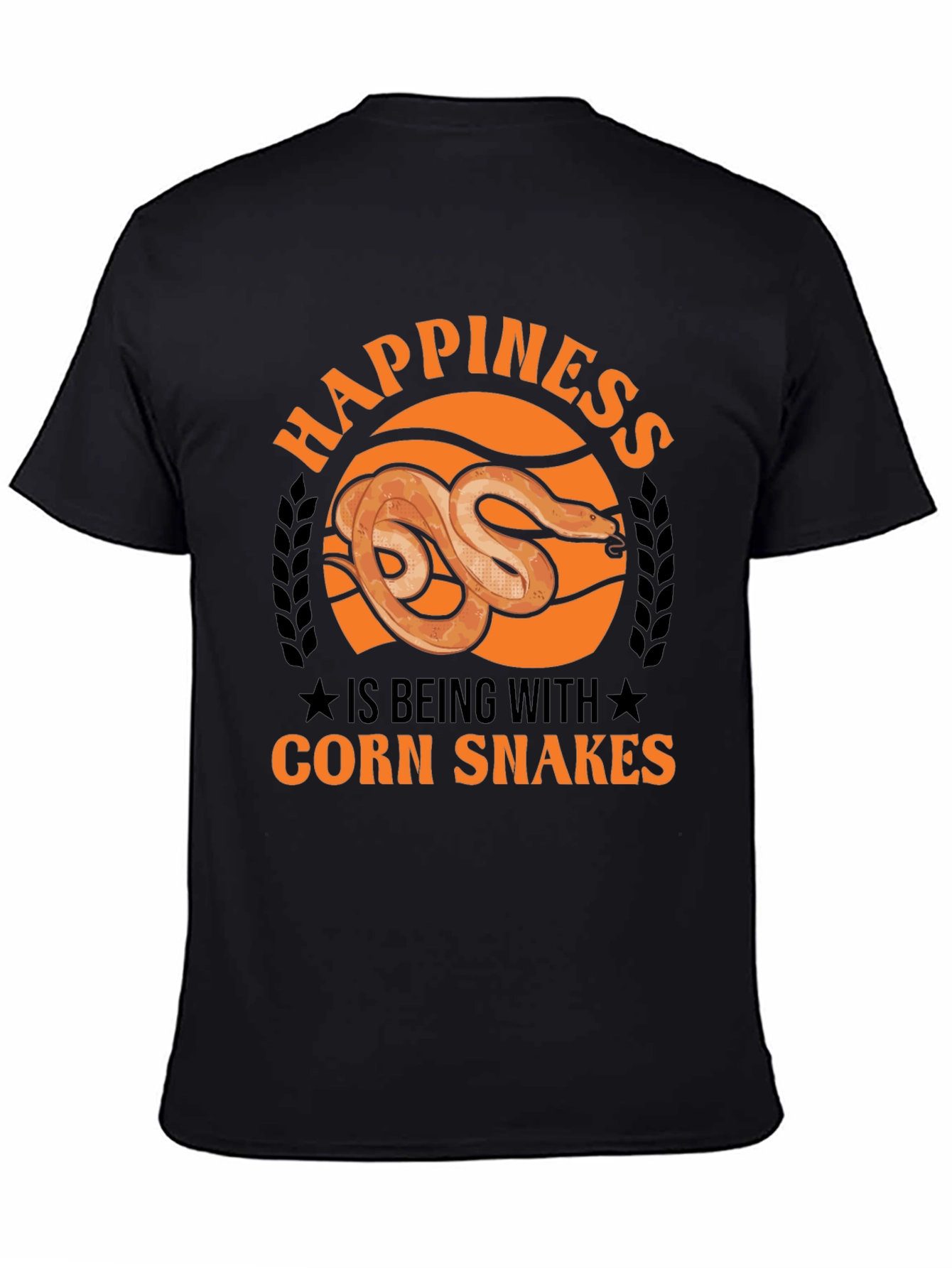 Black Corn Snake Lover T-Shirt - Happiness is Being With Corn Snakes view 4