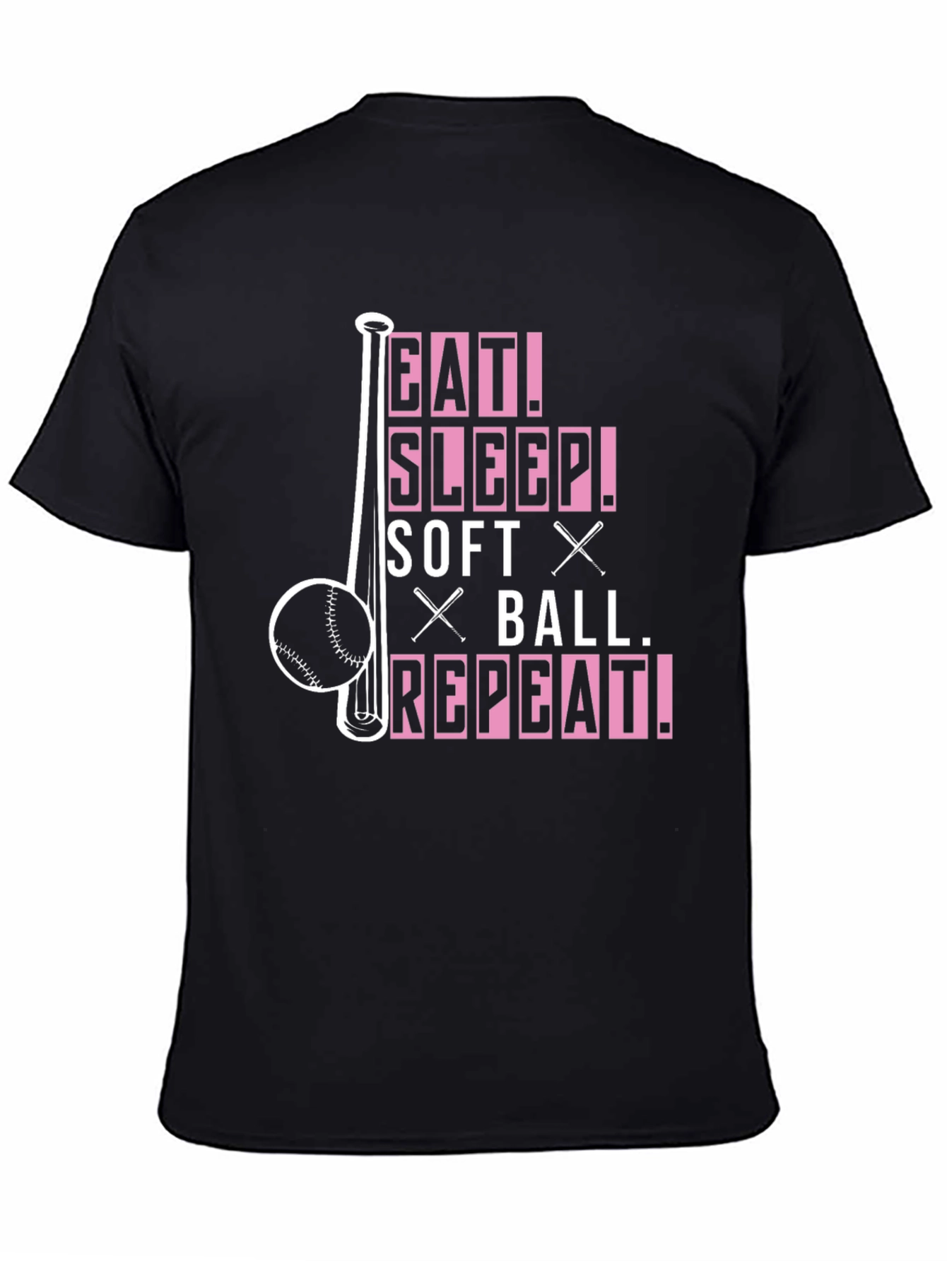 Black Eat Sleep Softball Repeat T-Shirt view 4