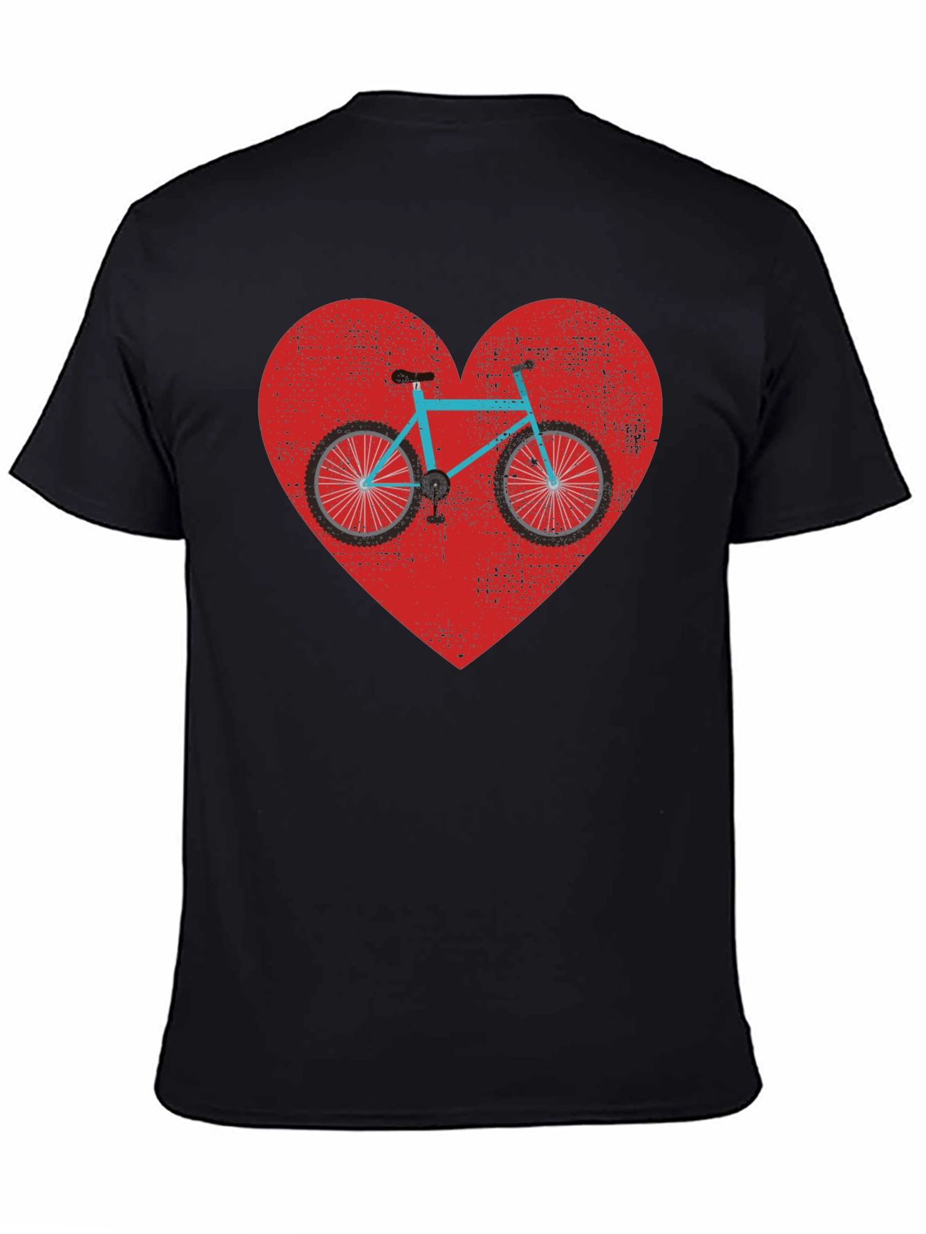 Black Bike Heart Graphic Tee - Men's Black T-Shirt view 4
