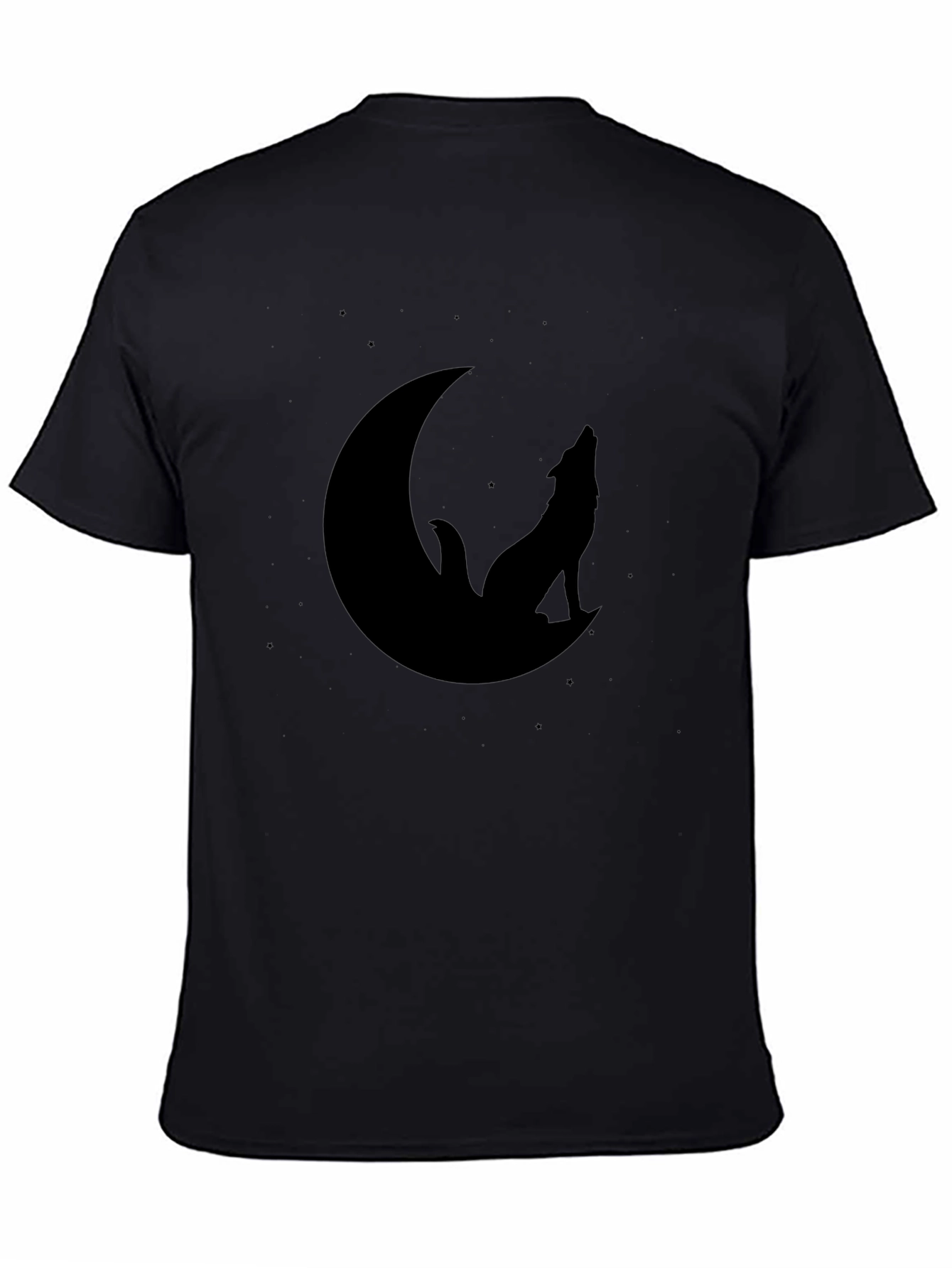Black Black Wolf Moon Graphic Tee - Men's Stylish Crew Neck Shirt view 4