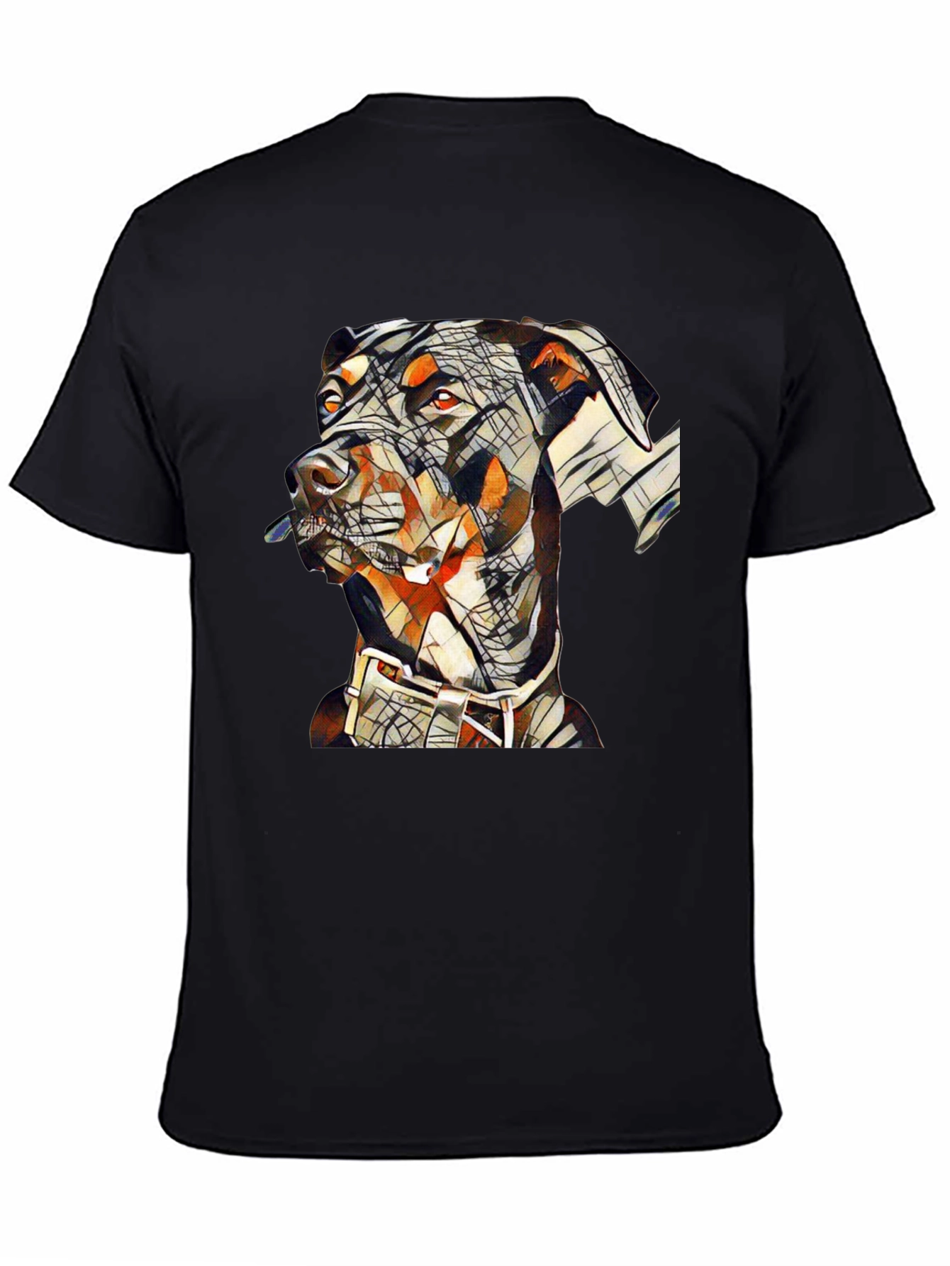 Black Abstract Doberman Dog Graphic T-Shirt view 4