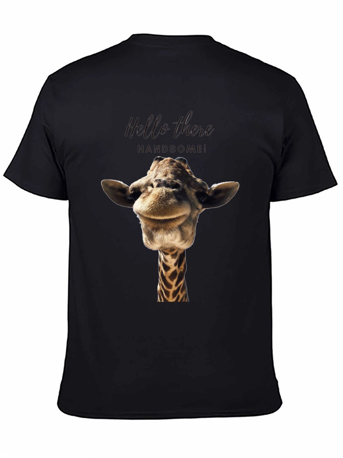 Black Giraffe Head Graphic Print Black T-Shirt view 4